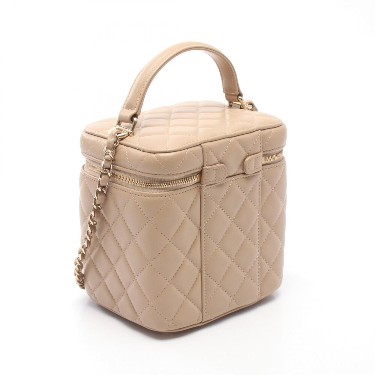 Chanel Beige Leather Handbag Shoulder Bag Vanity Bag (Pre-Owned)
