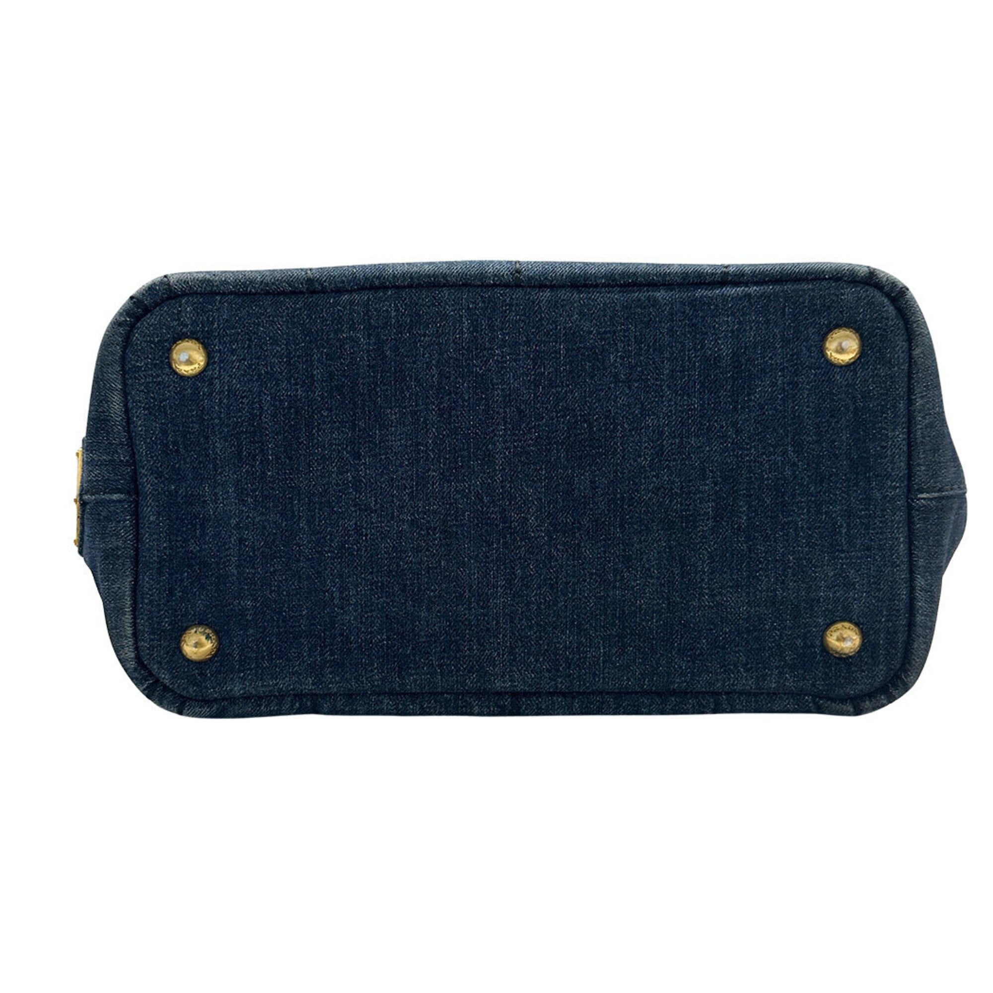 Prada Dark Blue Denim Handbag Shoulder Bag (Pre-Owned)