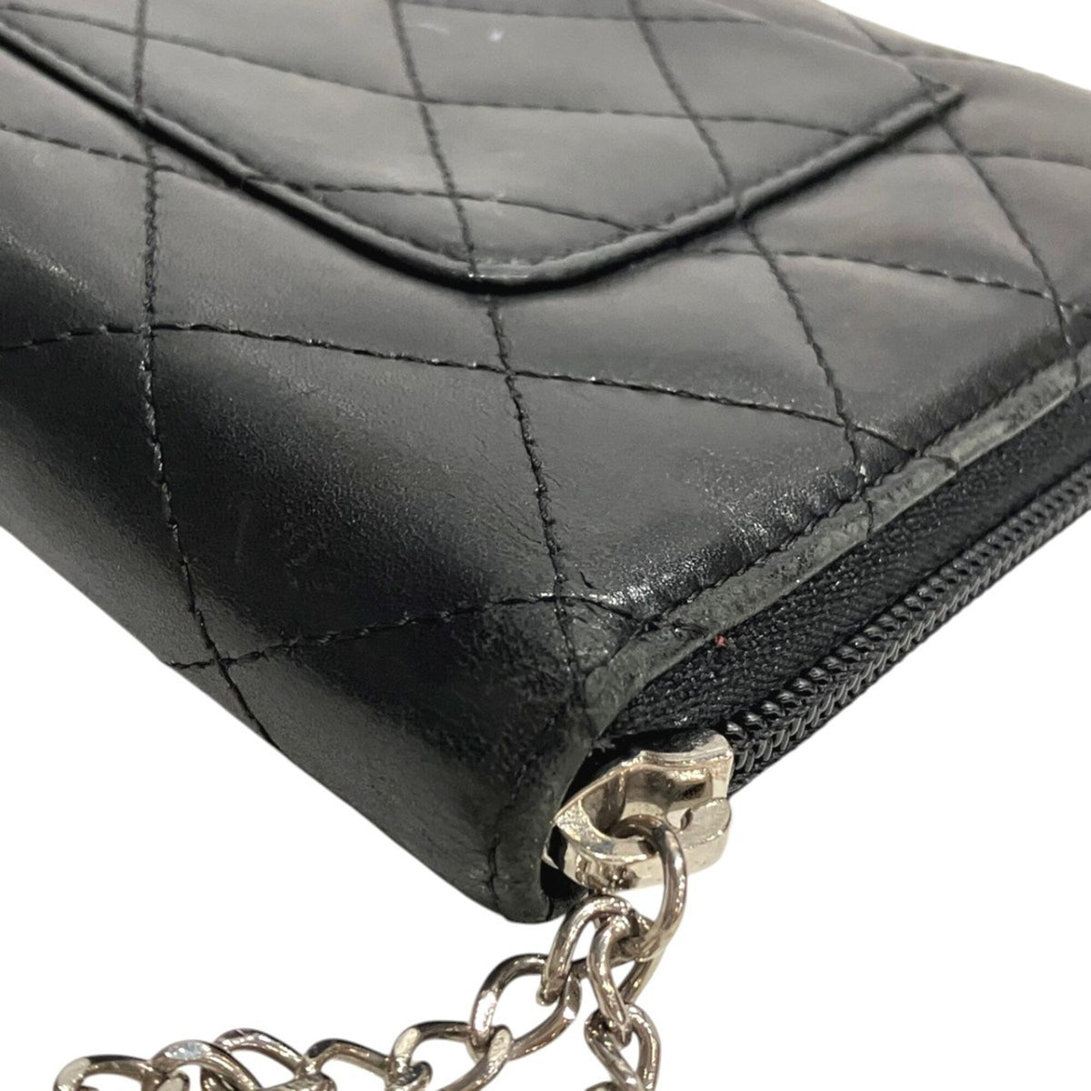 Chanel Black Leather Long Wallet (Bi-Fold) (Pre-Owned)