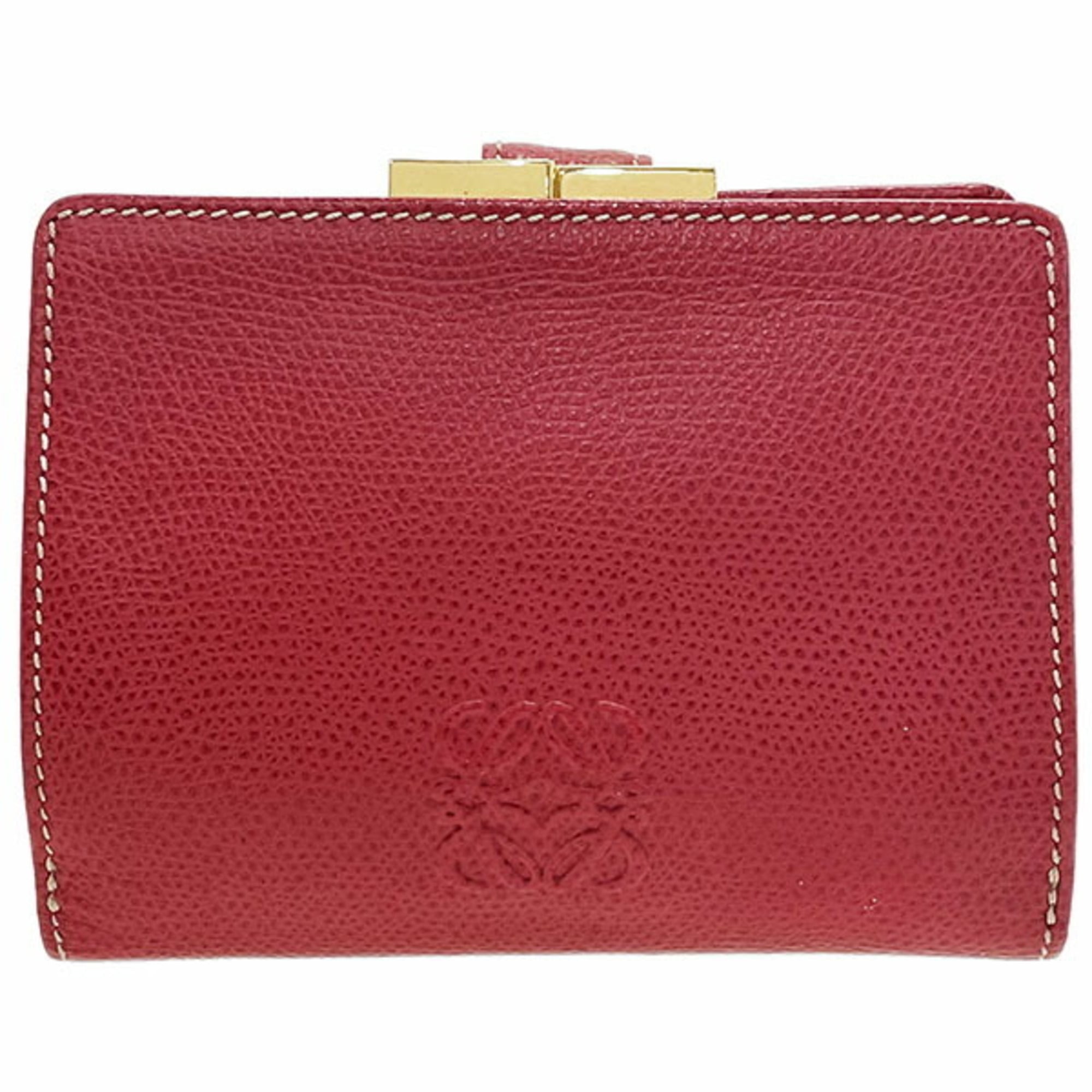Loewe Dark Brown Red Color Leather Wallet (Bi-Fold) (Pre-Owned)