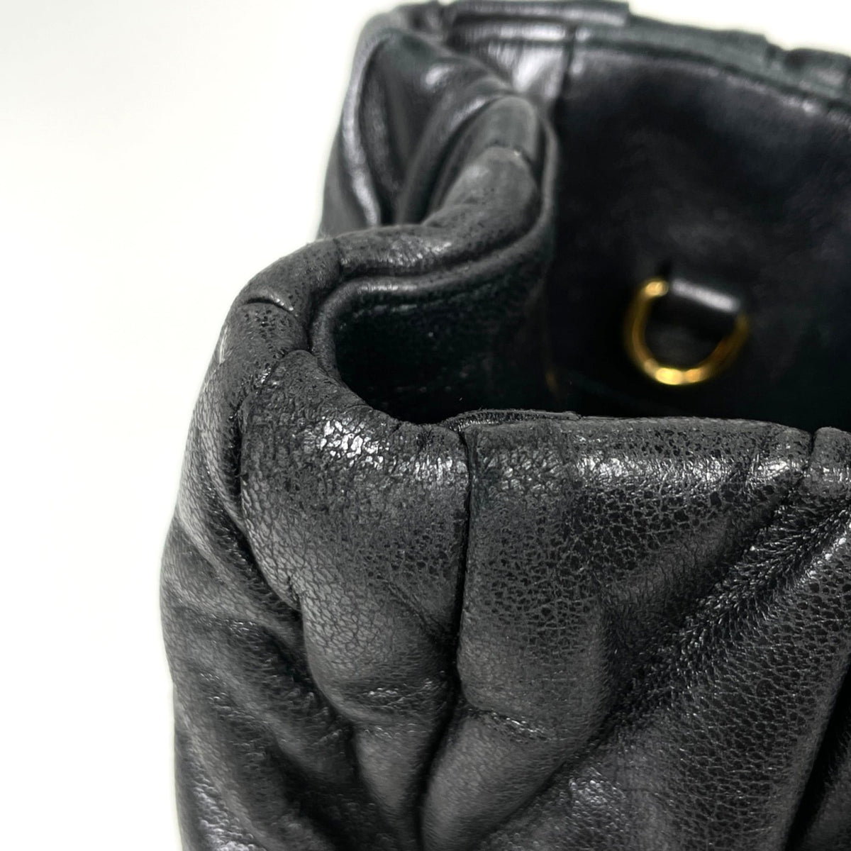 Miu Miu Matelasse Black Leather Handbag (Pre-Owned)