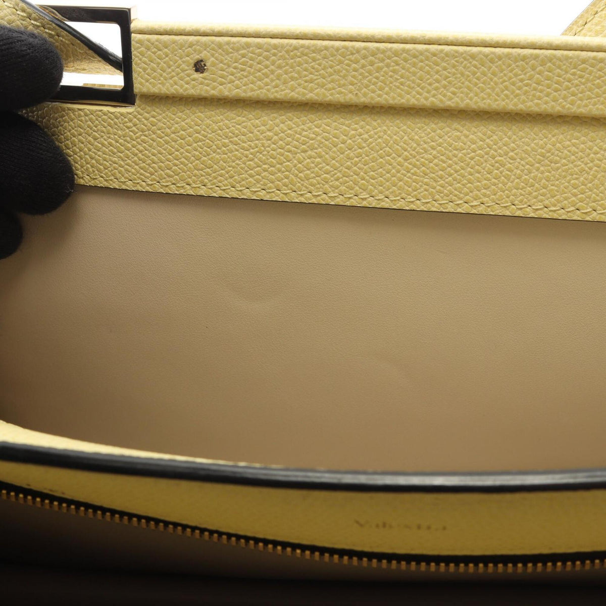 Valextra Yellow Leather Handbag Shoulder Bag (Pre-Owned)