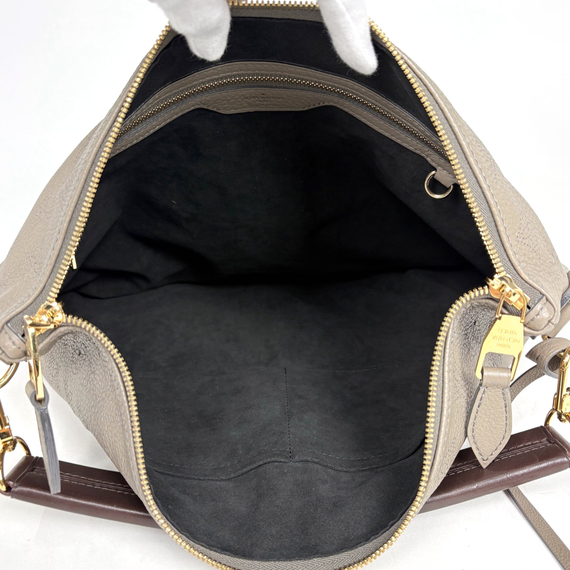 Louis Vuitton Mahina Taupe Mahina Leather Handbag (Pre-Owned)