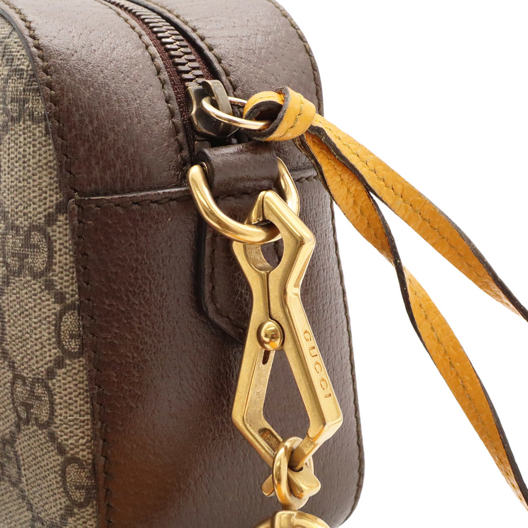 Gucci Beige Green Red Color Yellow Gg Supreme Leather Clutch Bag Handbag Shoulder Bag (Pre-Owned)