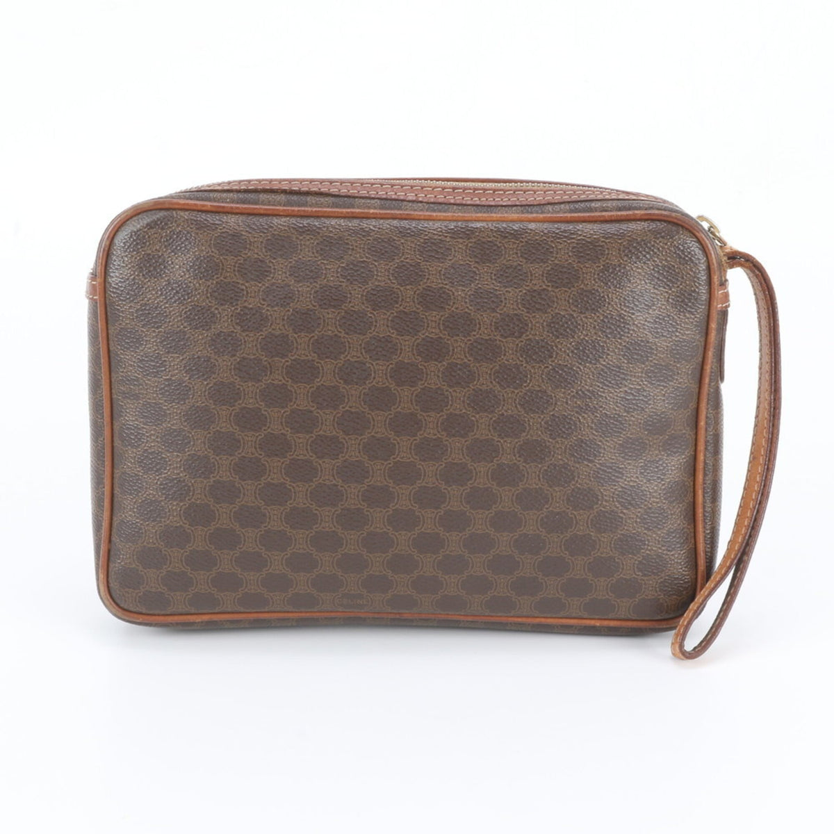 Celine Brown Leather Coated Canvas Clutch Bag Pouch (Pre-Owned)