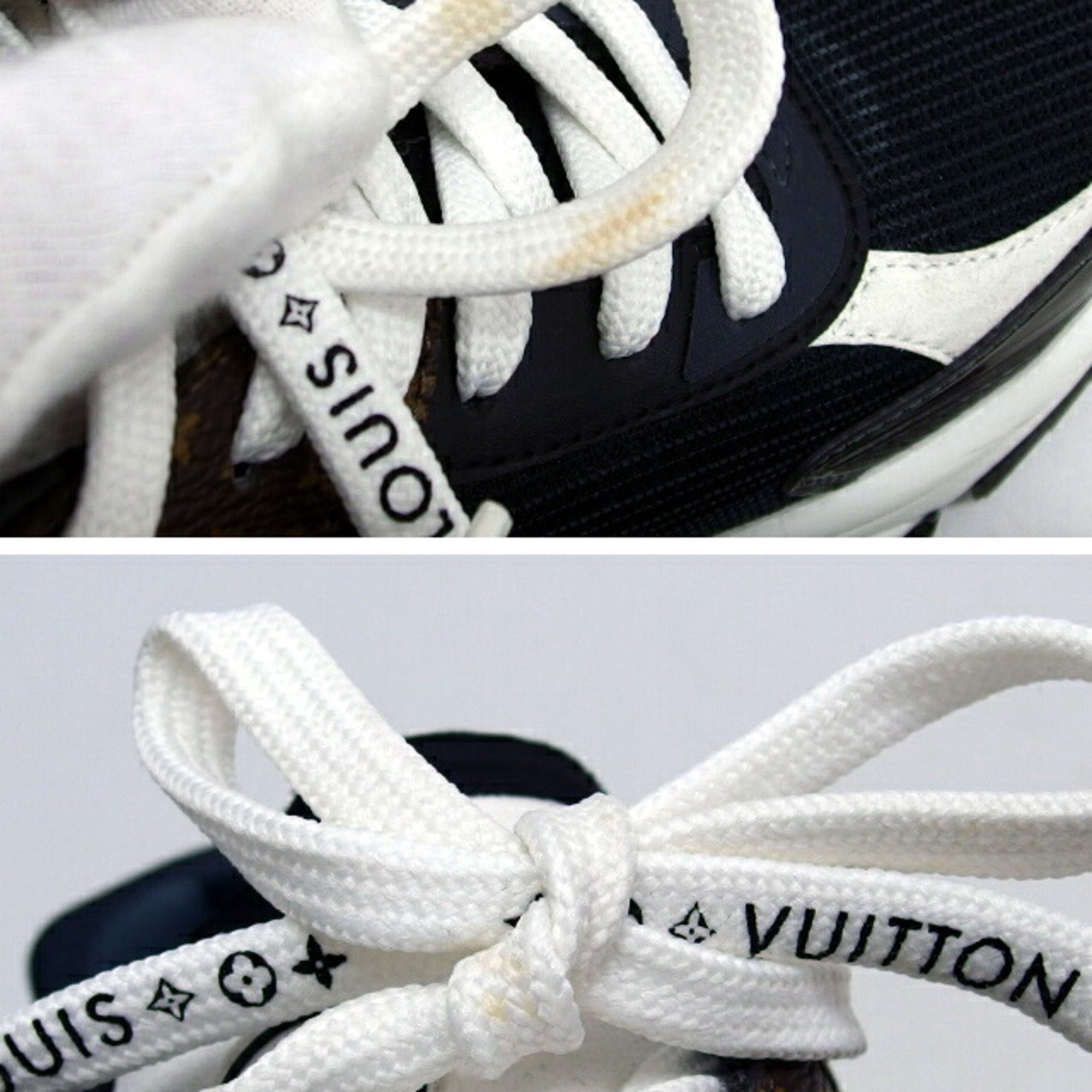 Louis Vuitton Black Dark Brown White Sneakers (Pre-Owned)