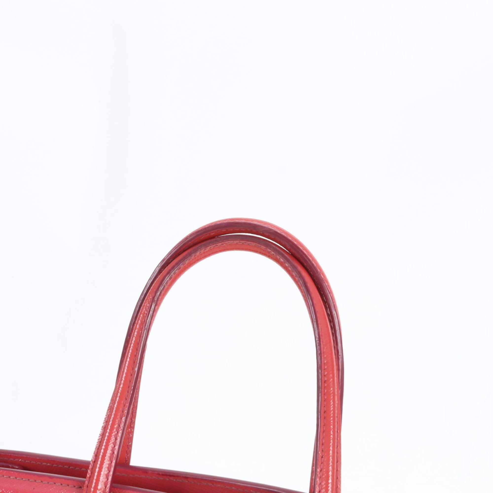 Prada Saffiano Red Color Leather Shoulder Bag Tote Bag (Pre-Owned)