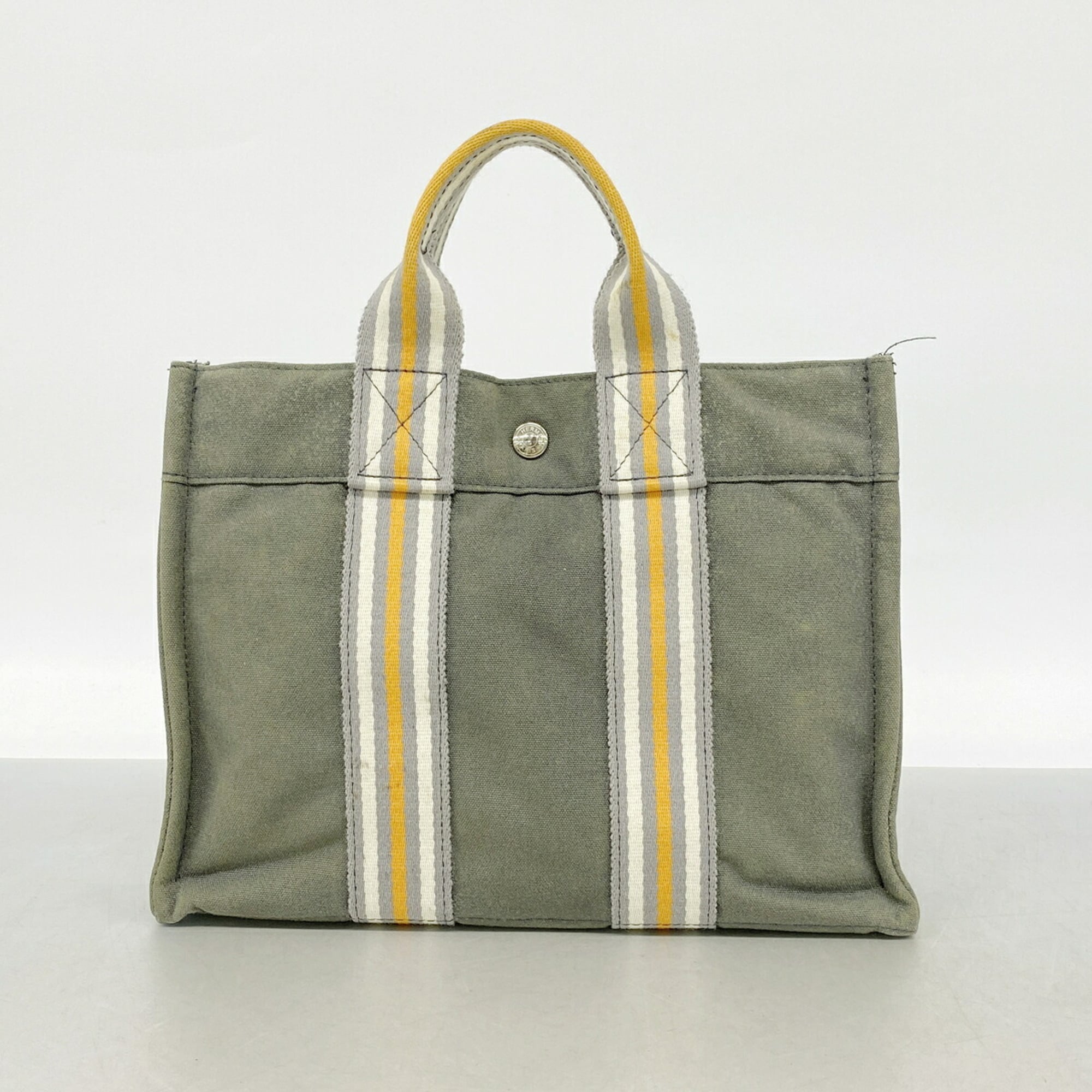 Hermes Gray Canvas Tote Bag (Pre-Owned)