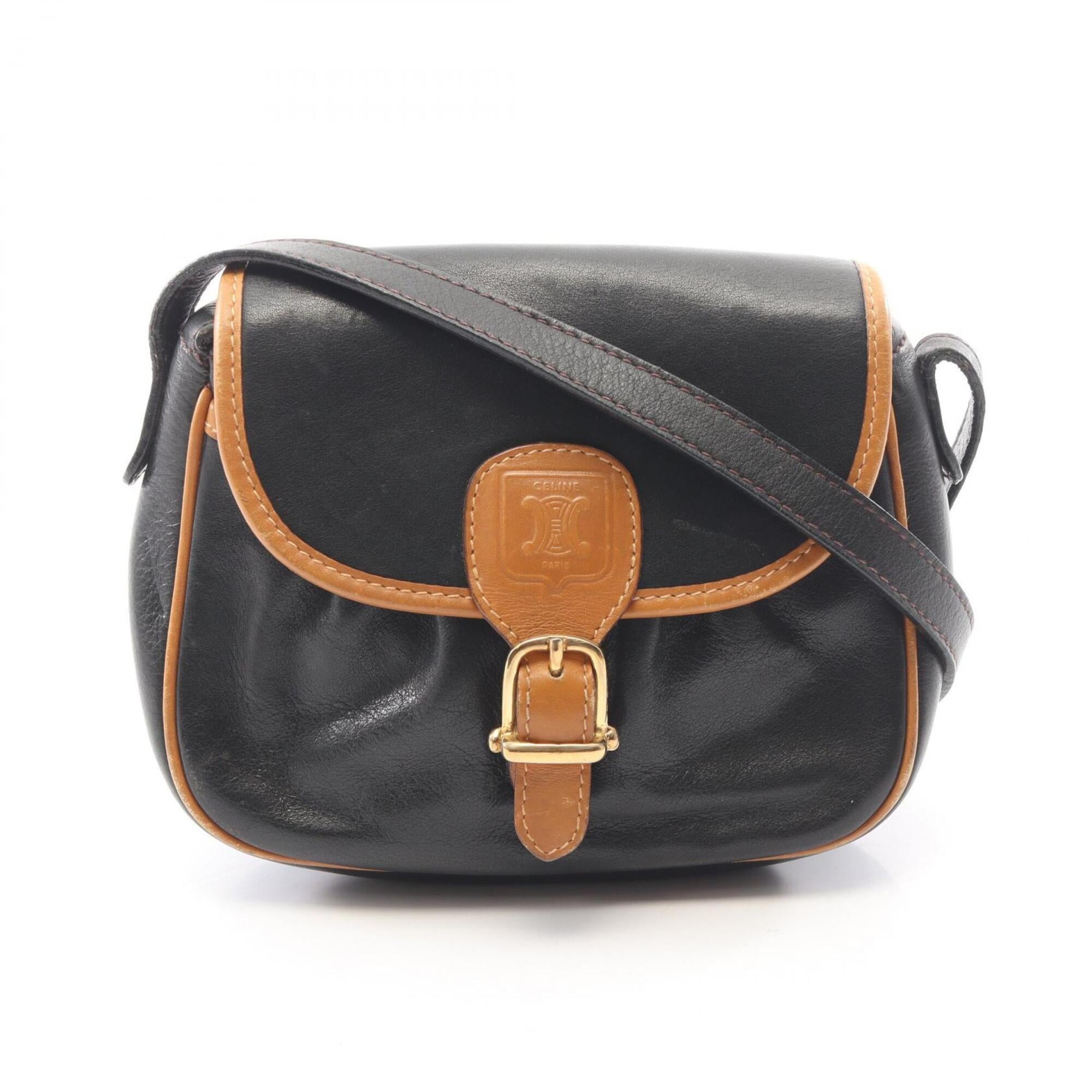 Celine Black Brown Leather Handbag Shoulder Bag (Pre-Owned)