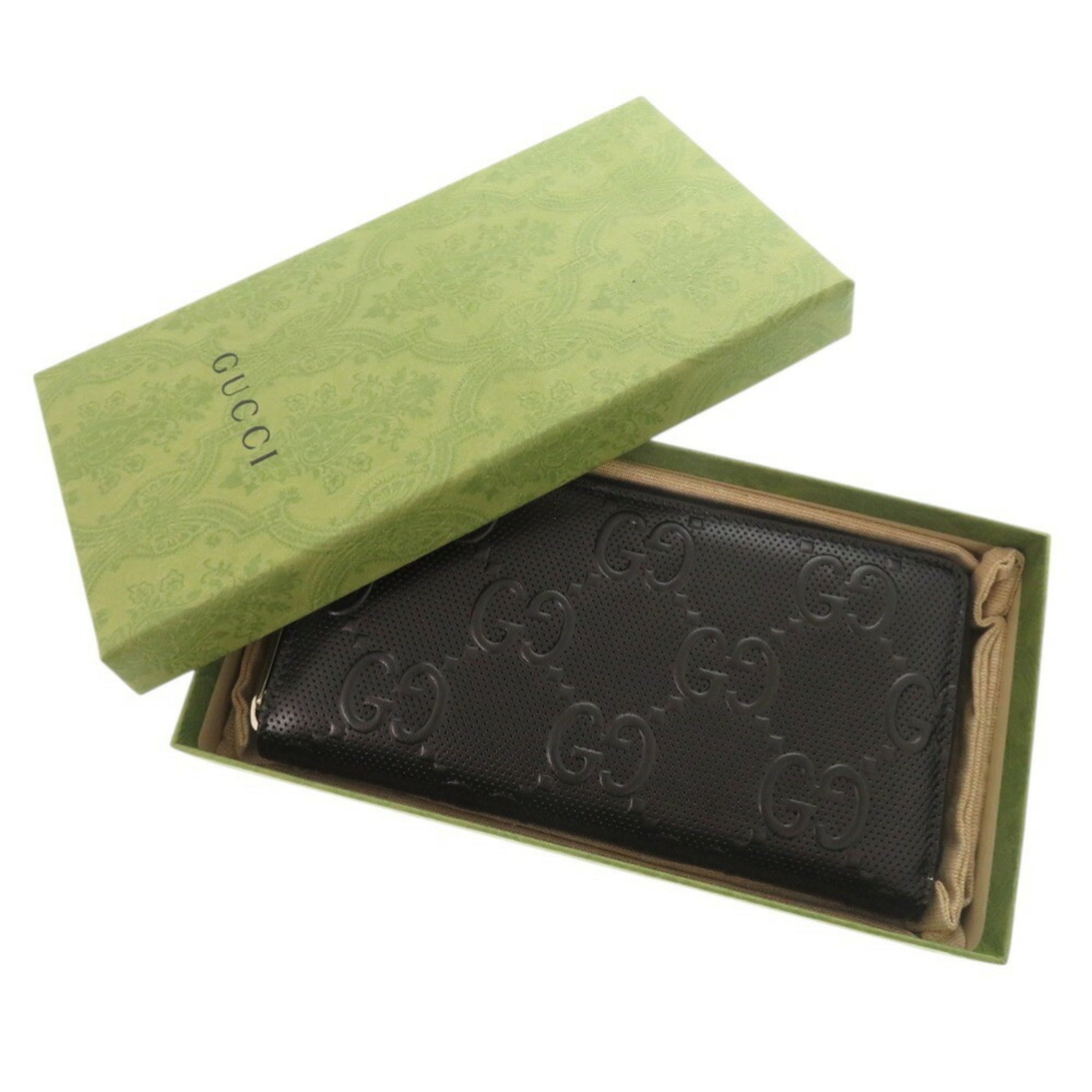 Gucci Black Leather Long Wallet (Bi-Fold) (Pre-Owned)