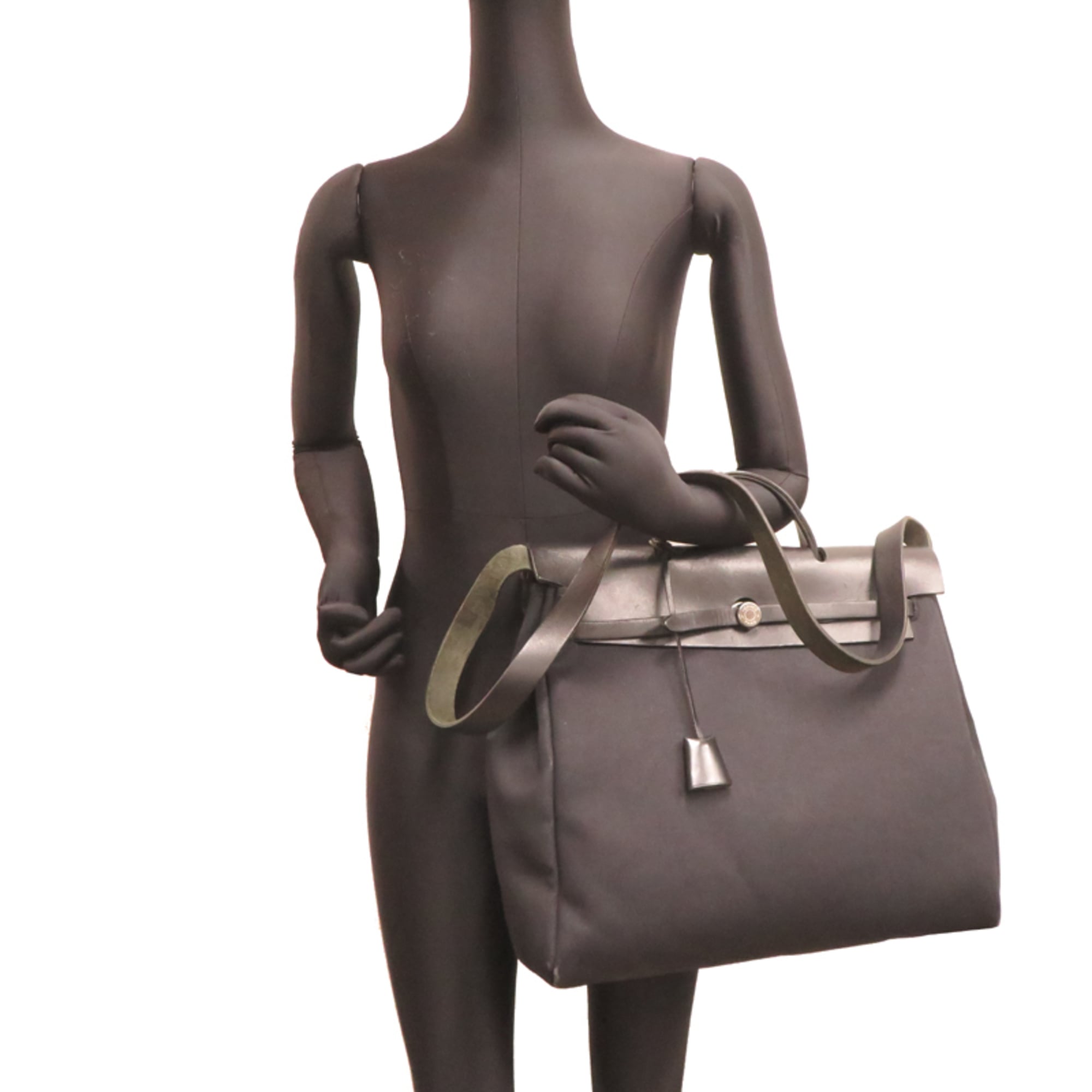 Hermes Black Toile Officier Handbag (Pre-Owned)