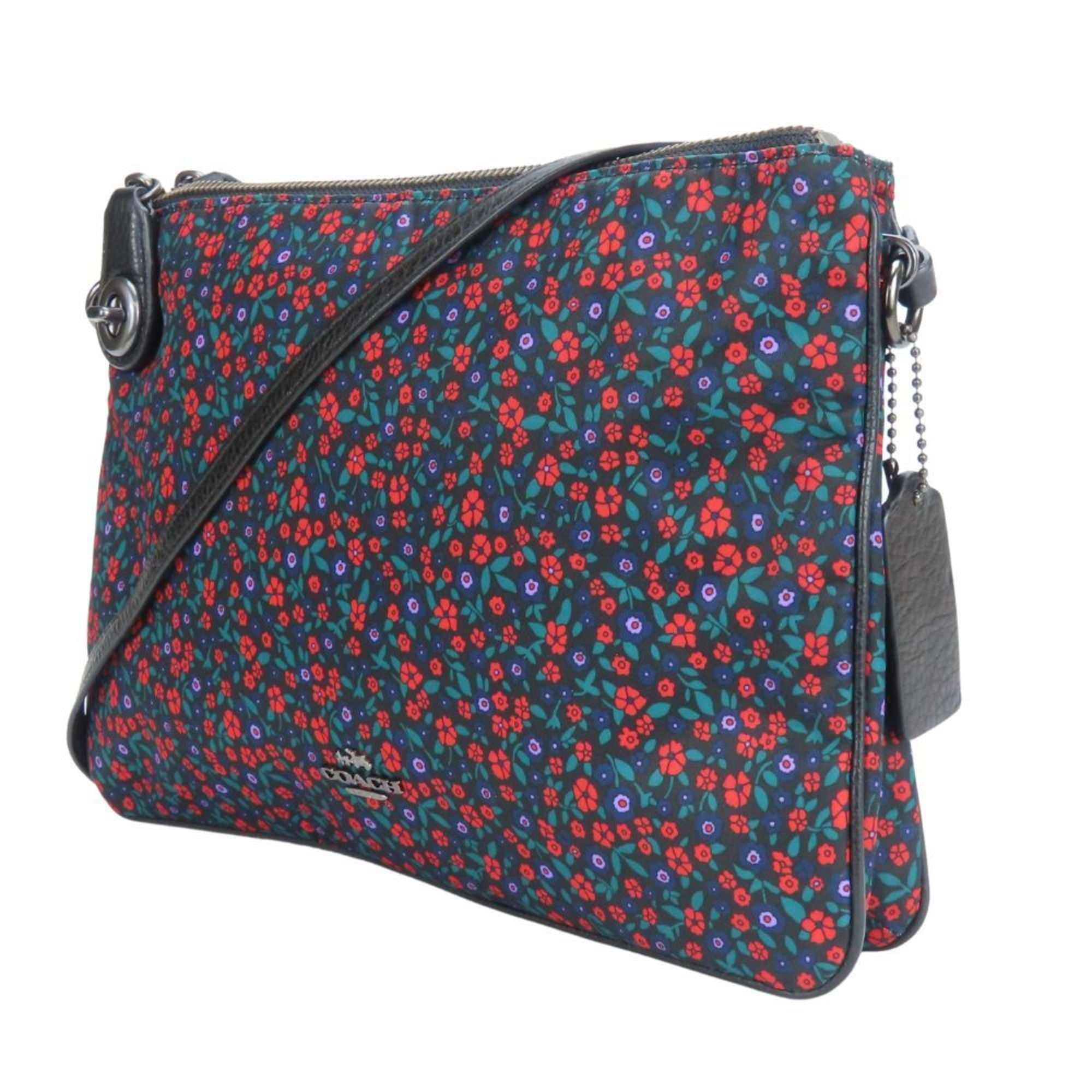 Coach Black Multi-Color Nylon Leather Shoulder Bag (Pre-Owned)