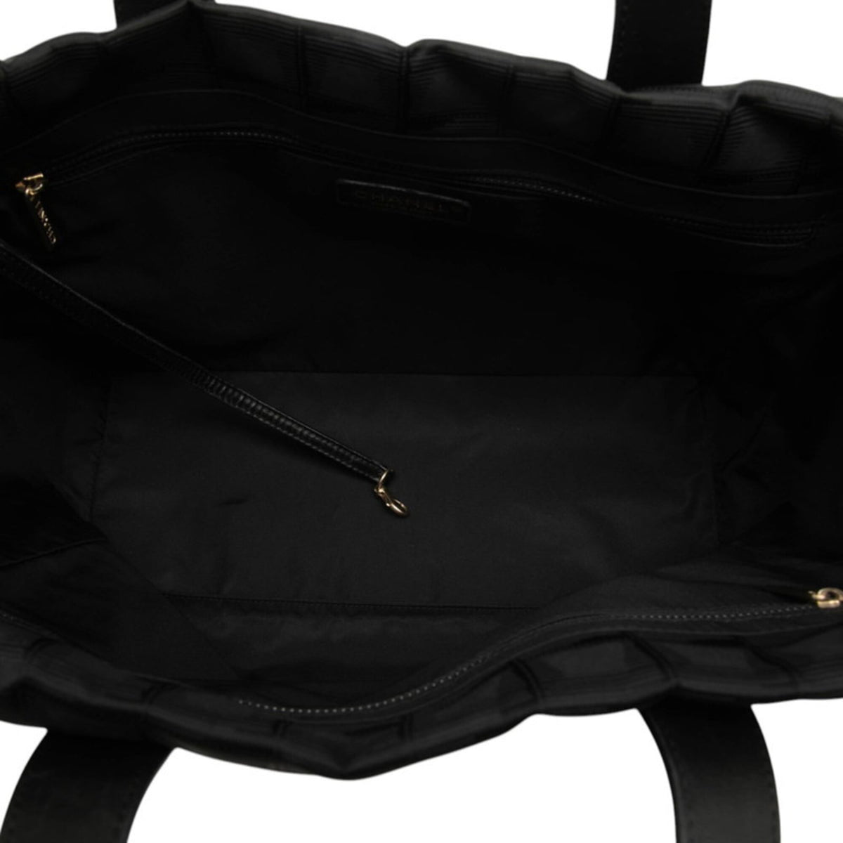 Chanel New Travel Line Black Nylon Leather Handbag Tote Bag (Pre-Owned)