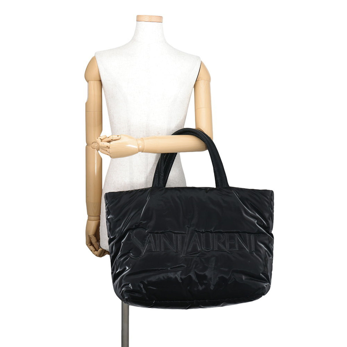 Yves Saint Laurent Black Canvas Shopping Bag Tote Bag (Pre-Owned)