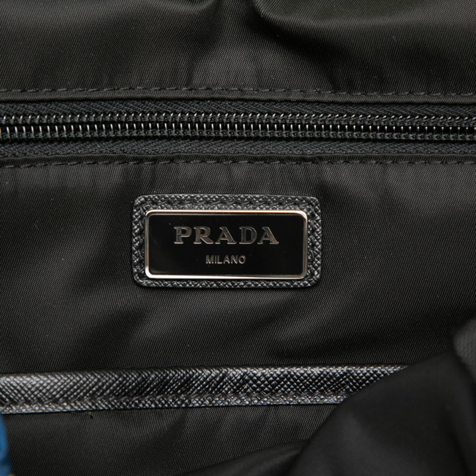 Prada Black Multi-Color Red Color Nylon Leather Backpack (Pre-Owned)