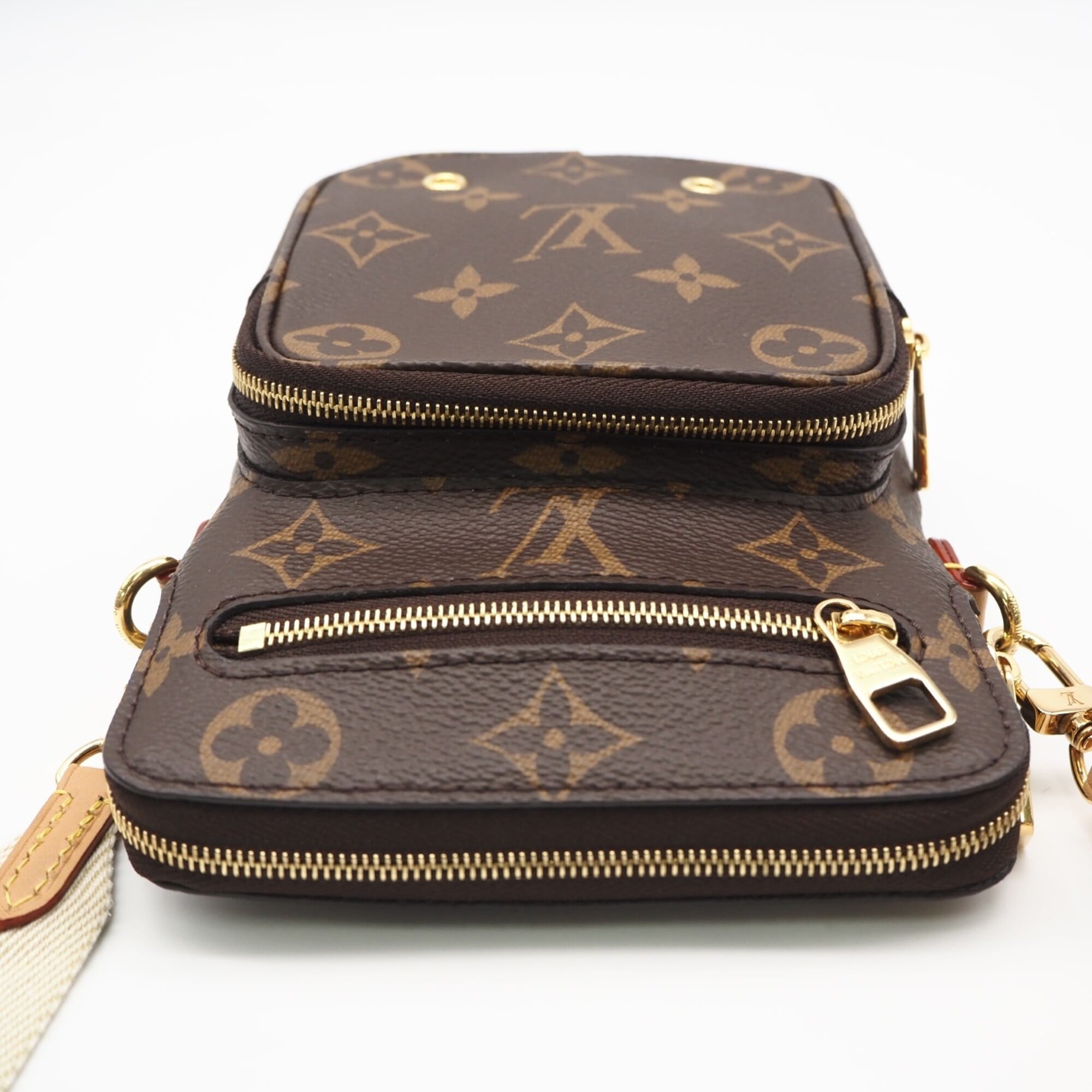 Louis Vuitton Monogram Beige Brown Coated Canvas Leather Shoulder Bag (Pre-Owned)