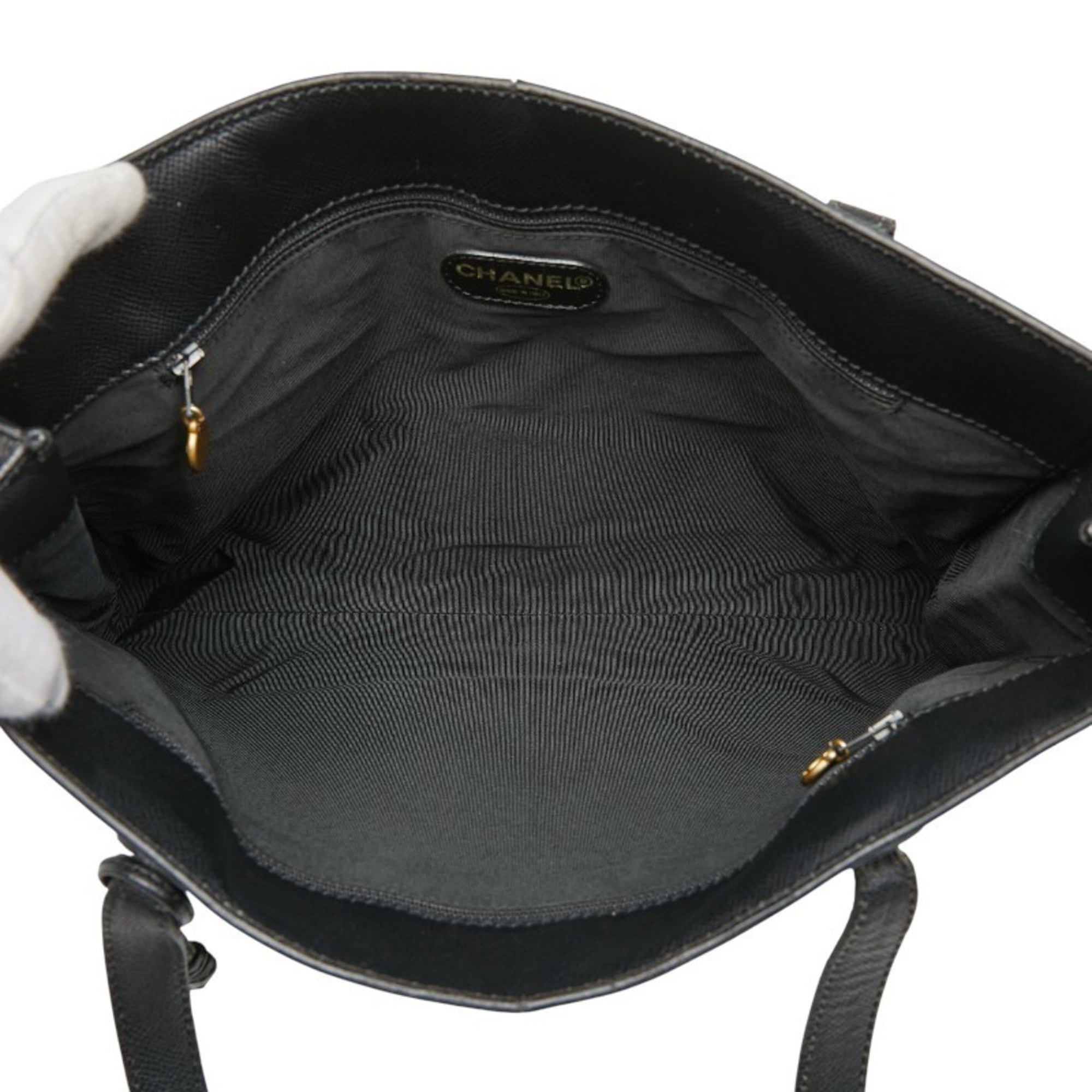 Chanel Black Grained Calfskin Shoulder Bag Tote Bag (Pre-Owned)