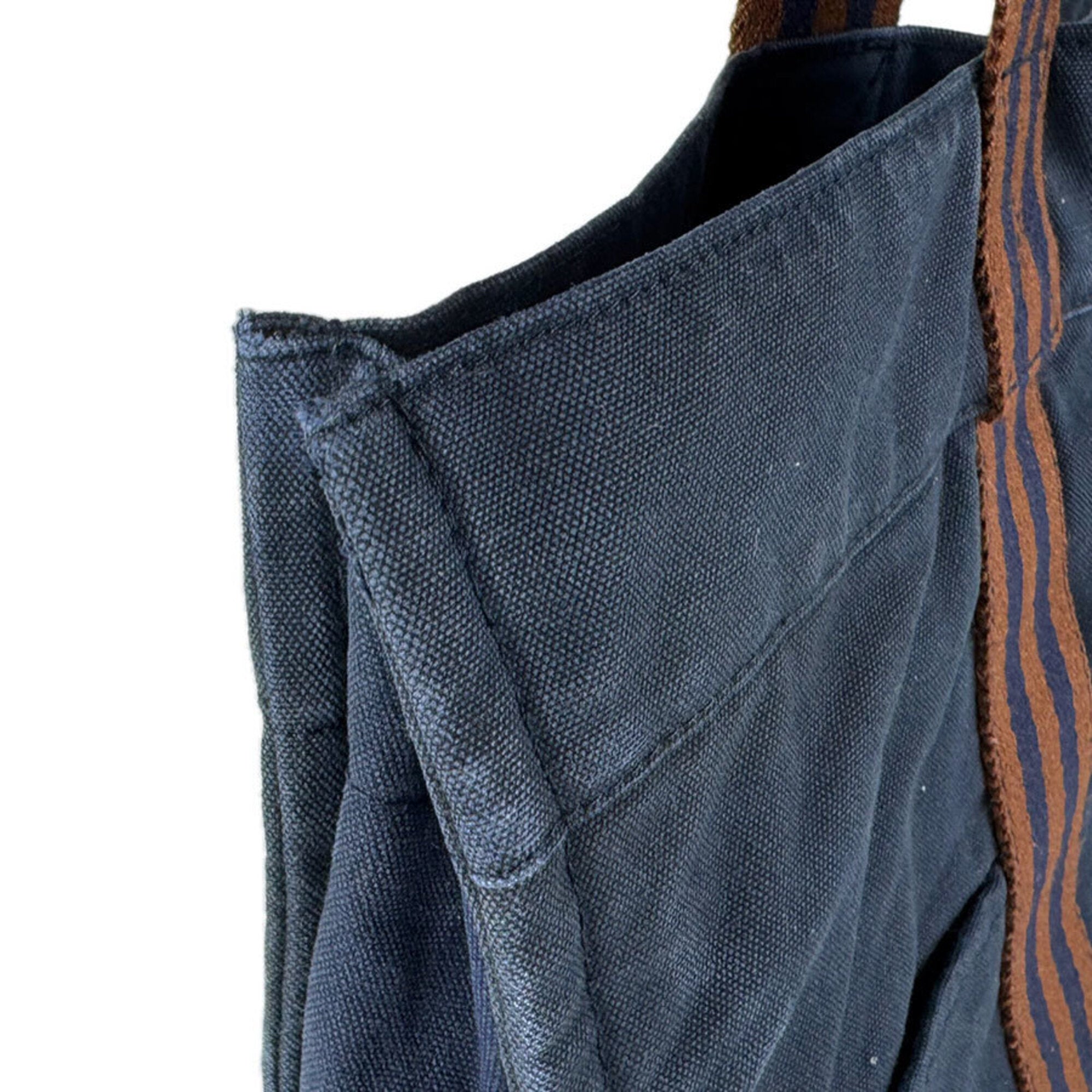 Hermes Brown Navy Canvas Handbag (Pre-Owned)