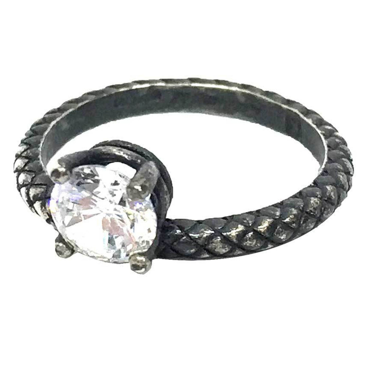 Bottega Veneta Intrecciato Silver 925 Band Ring (Pre-Owned)