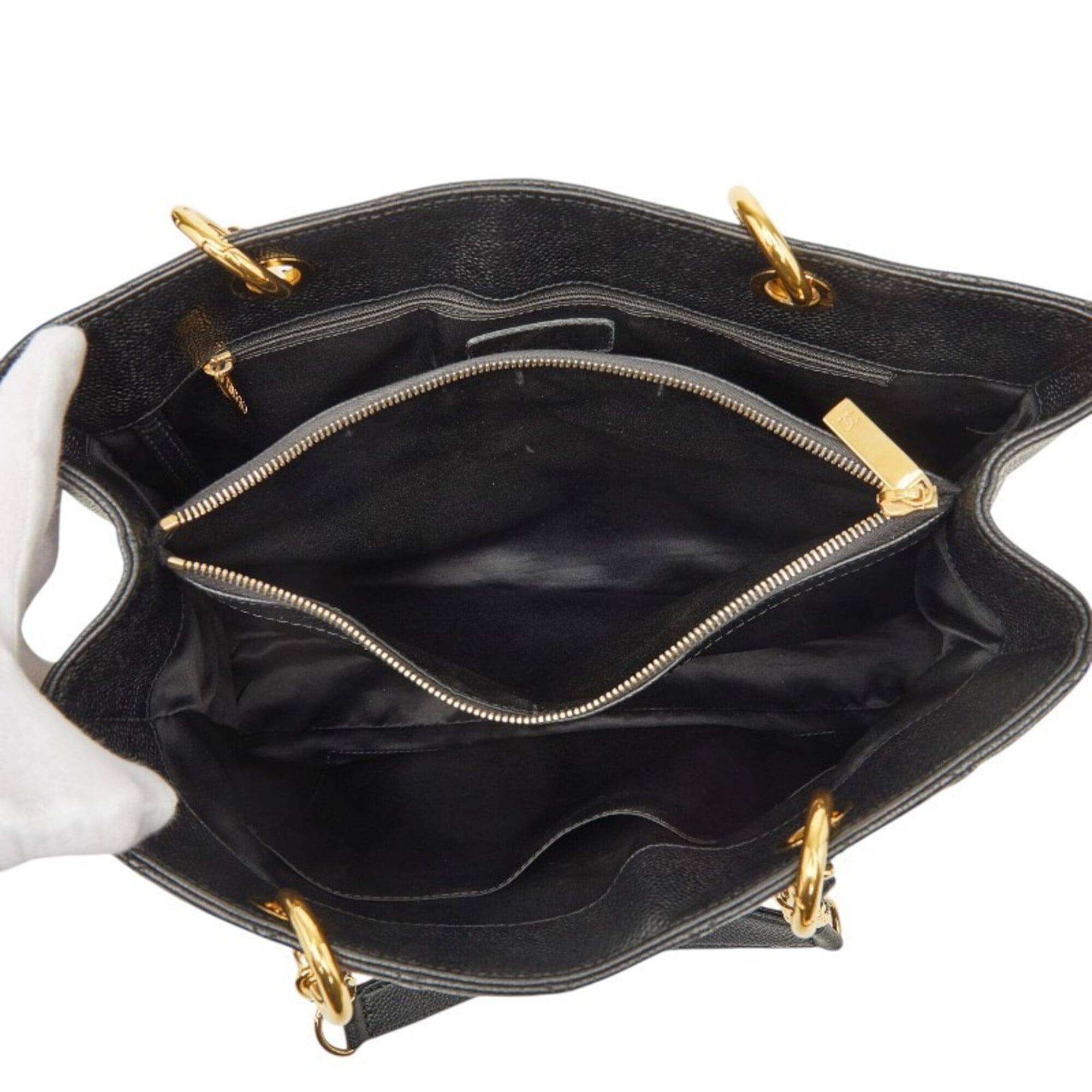 Chanel Black Grained Calfskin Shoulder Bag Tote Bag (Pre-Owned)