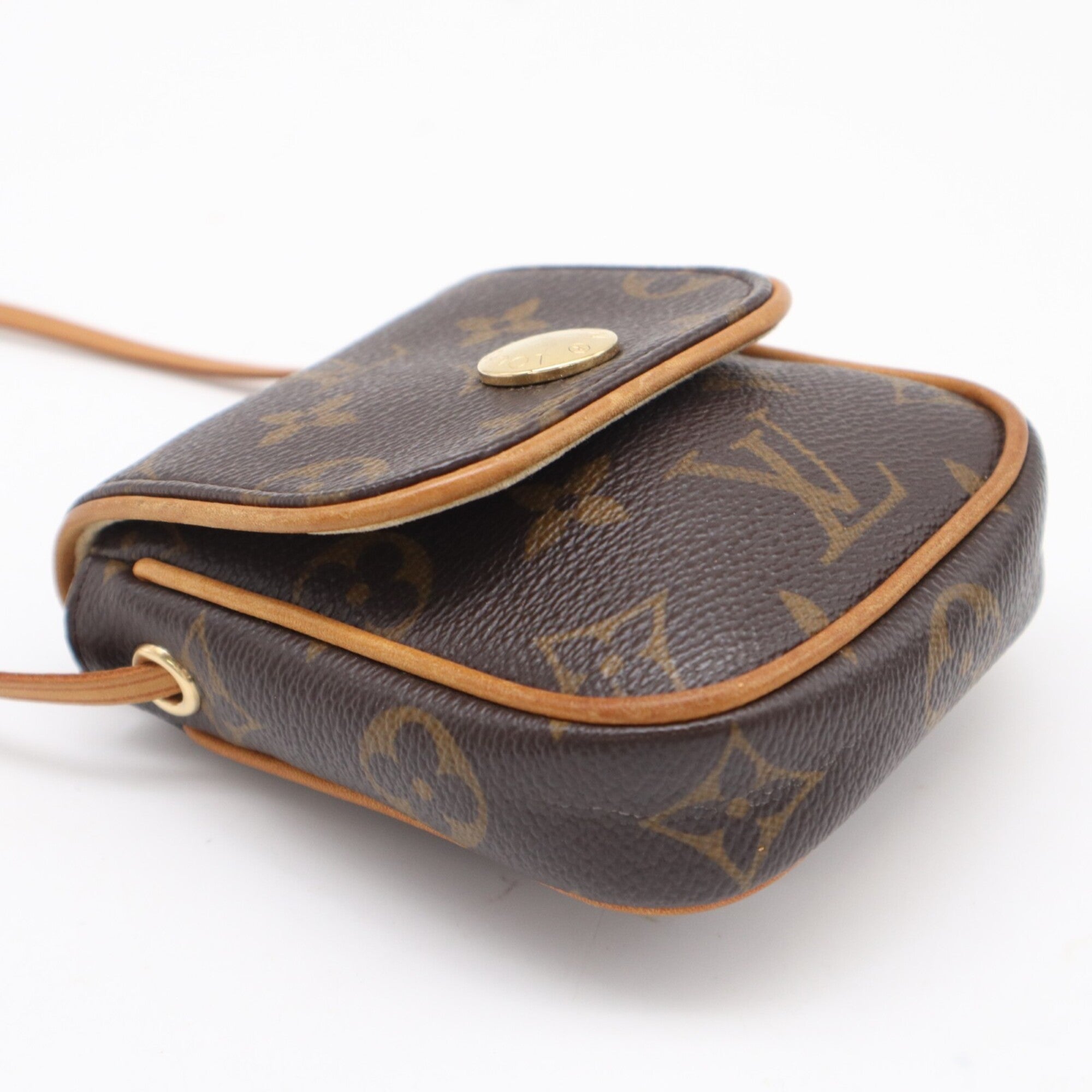 Louis Vuitton Beige Brown Coated Canvas Leather Pochette Shoulder Bag (Pre-Owned)