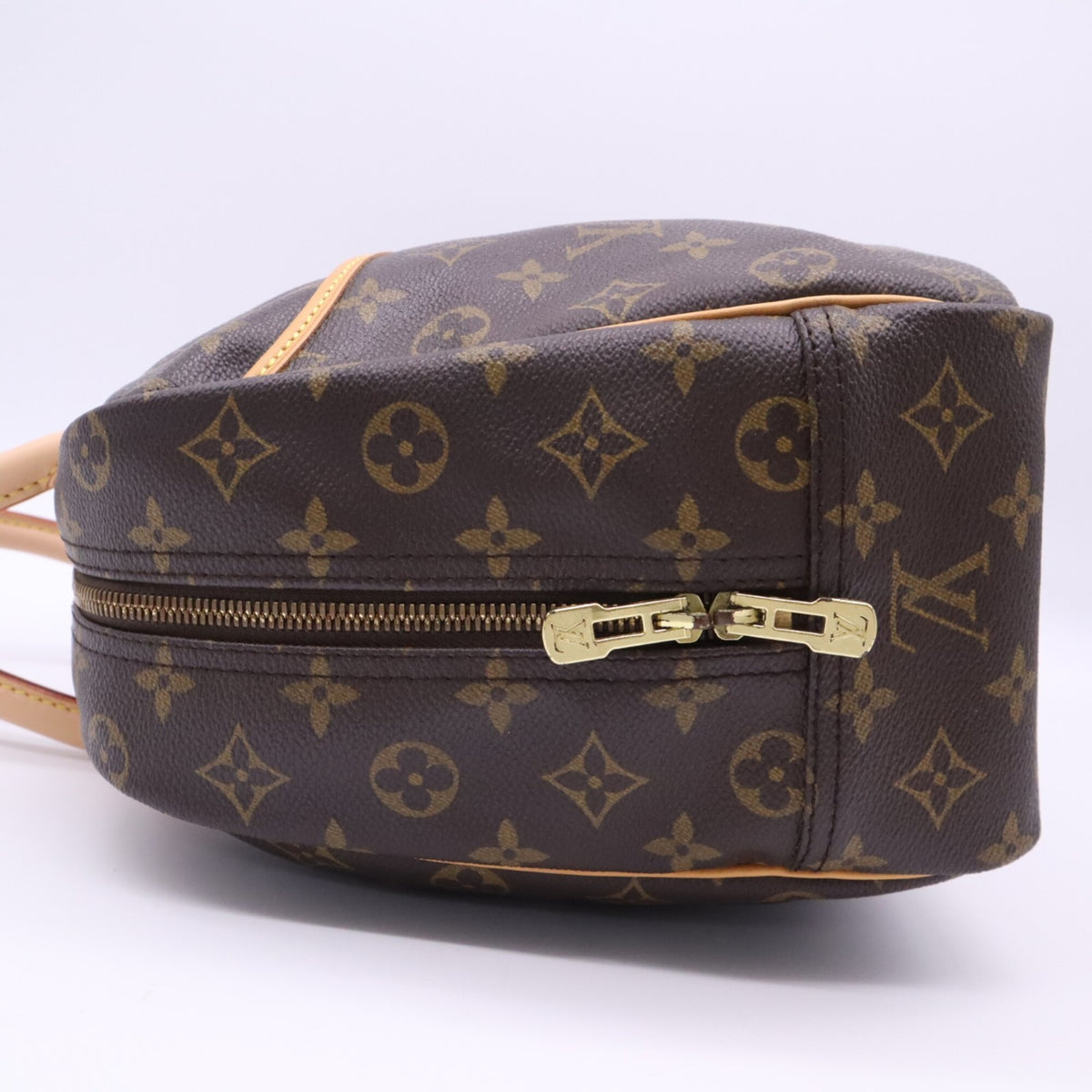 Louis Vuitton Beige Brown Coated Canvas Leather Handbag (Pre-Owned)