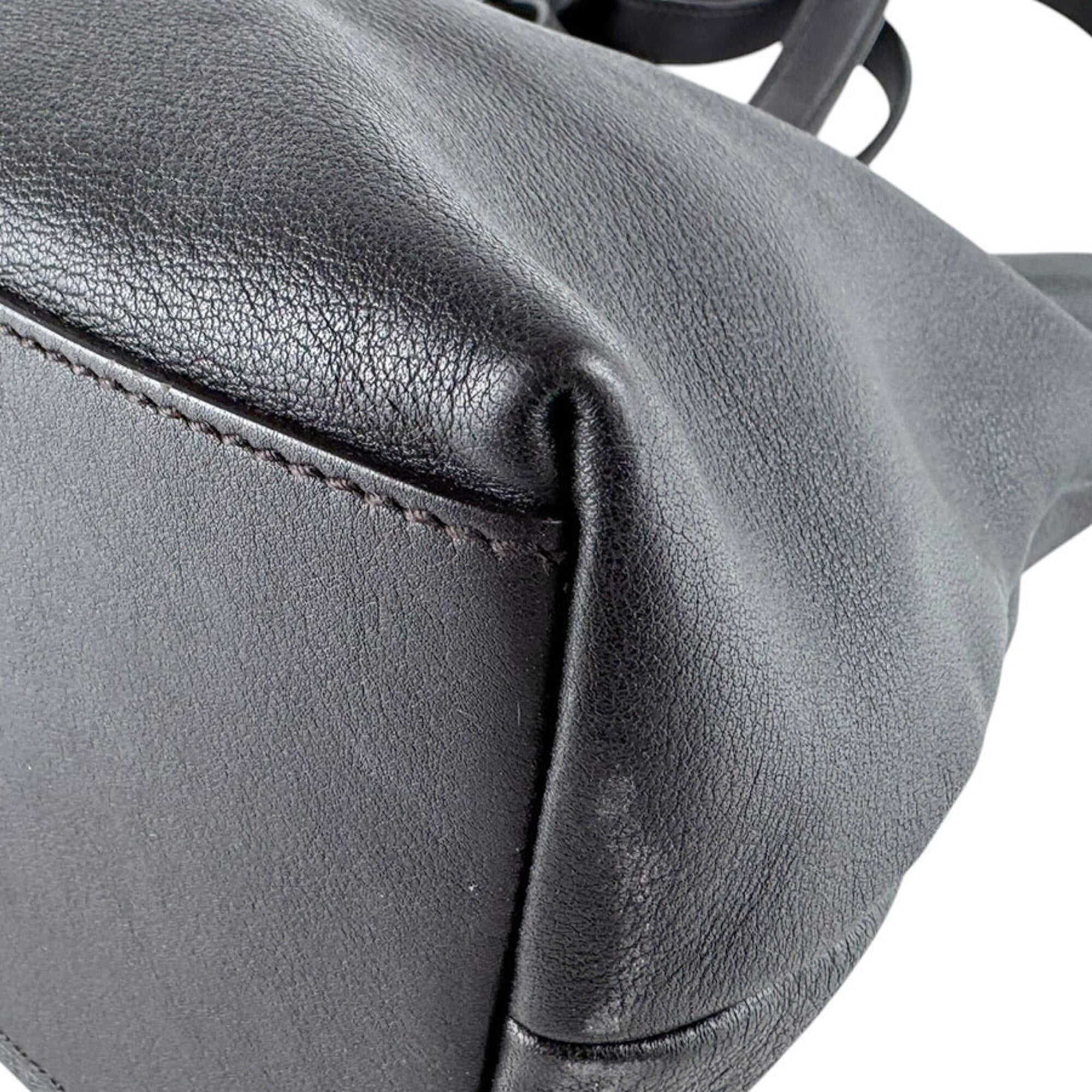 Gucci Dark Brown Leather Handbag Shoulder Bag (Pre-Owned)