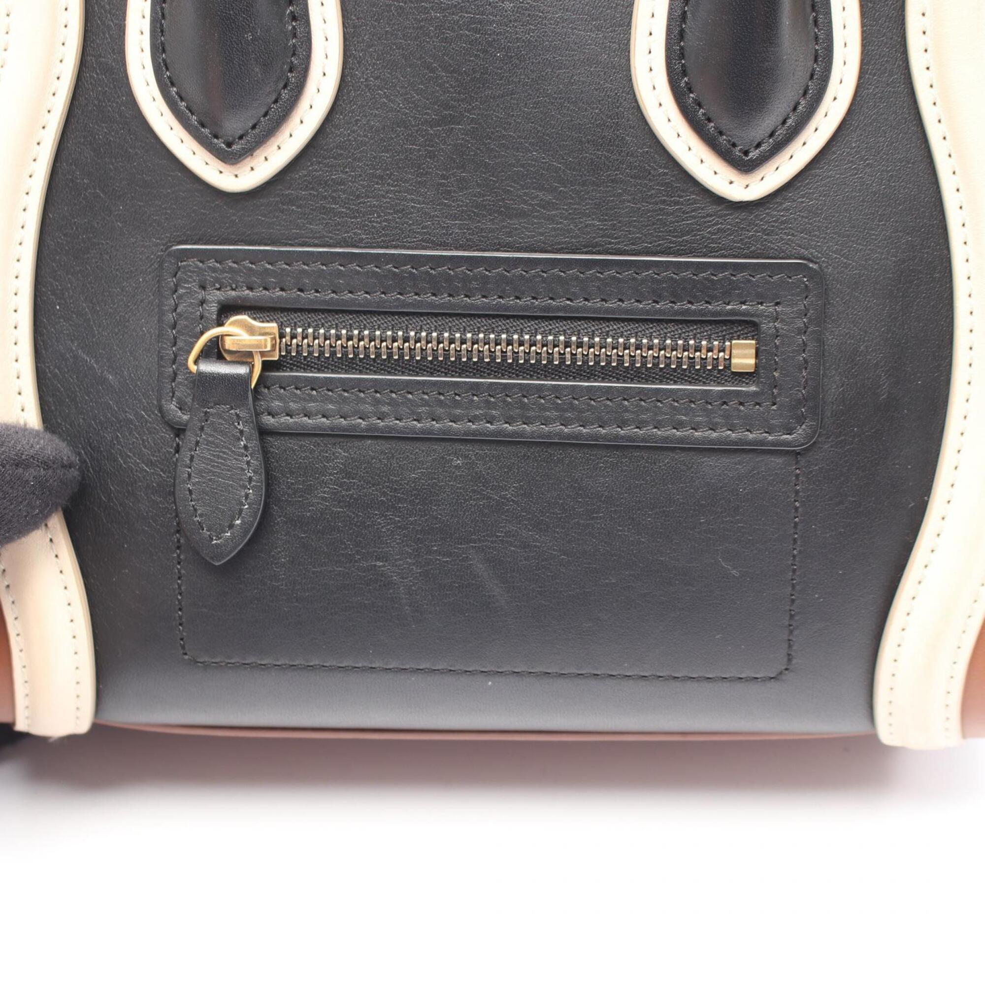 Celine Black Brown Ivory Leather Handbag (Pre-Owned)