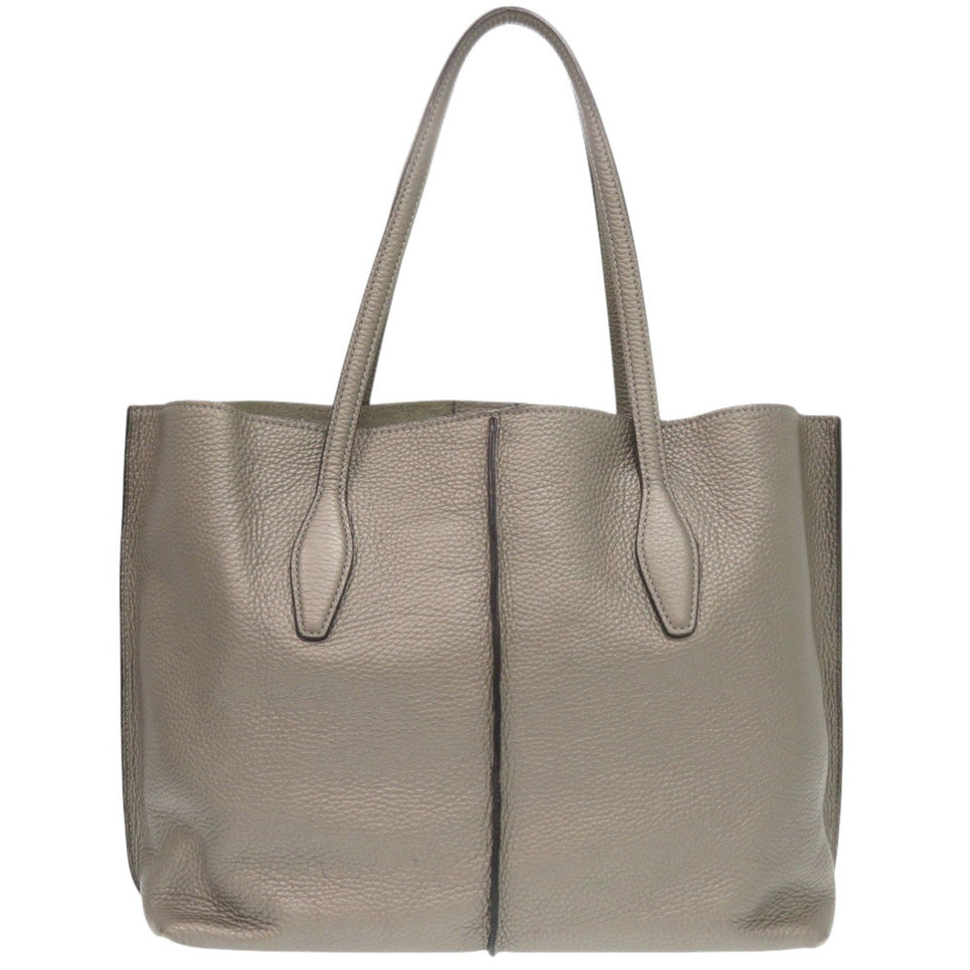 Tod's Gray Leather Tote Bag (Pre-Owned)