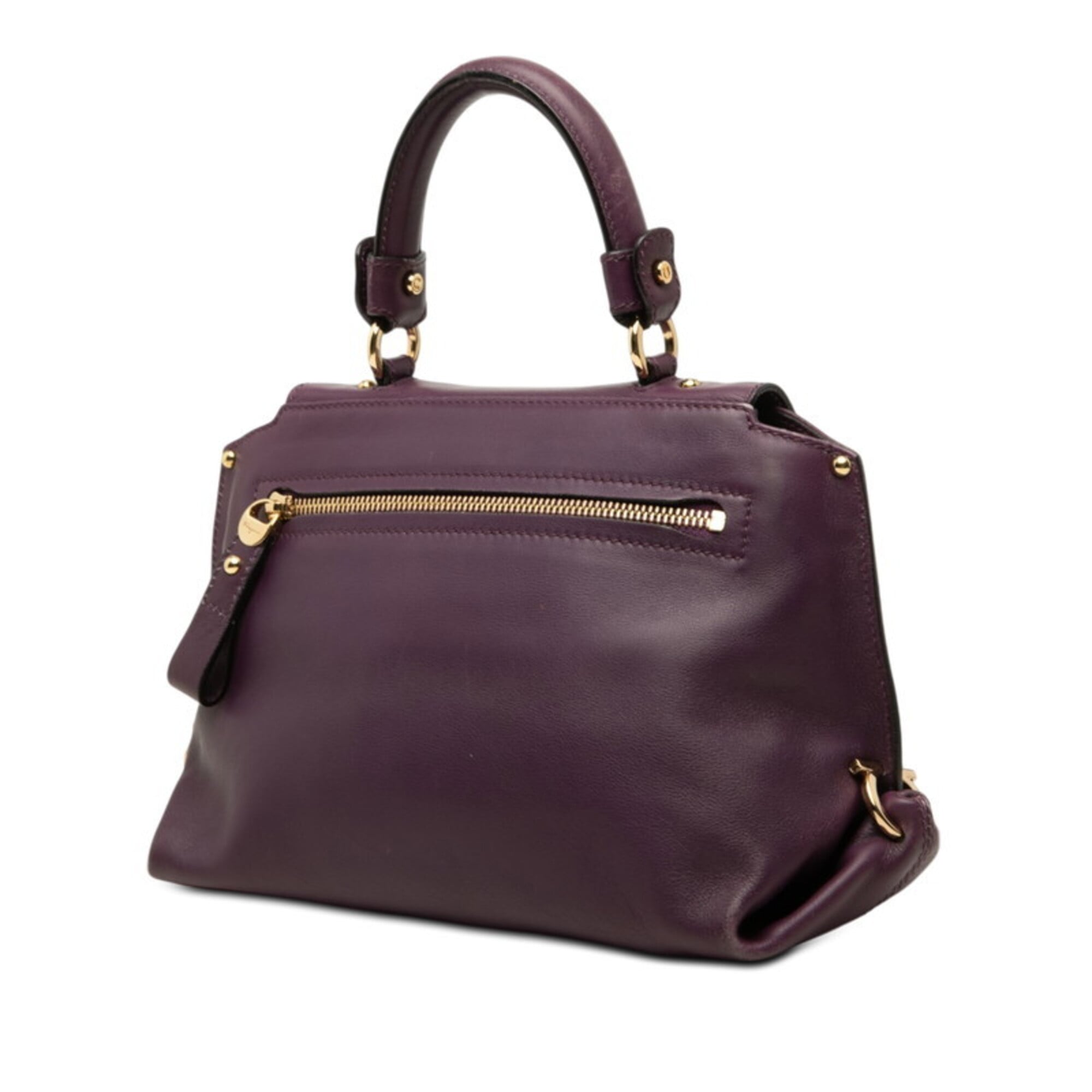 Salvatore Ferragamo Purple Leather Handbag (Pre-Owned)