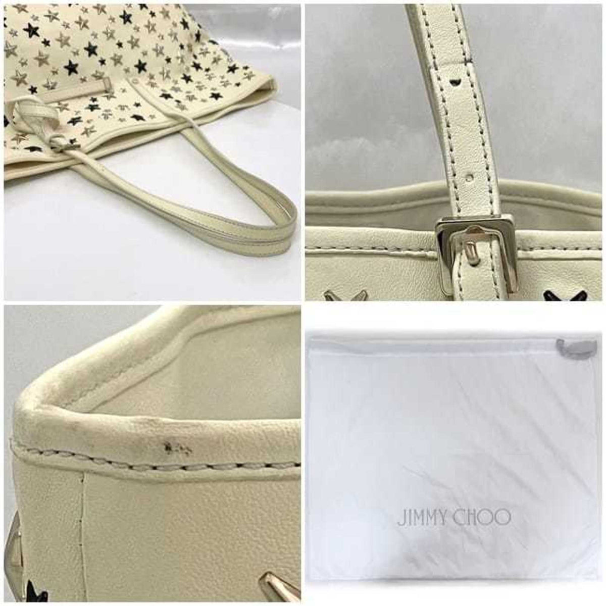 Jimmy Choo Cream White Leather Tote Bag (Pre-Owned)