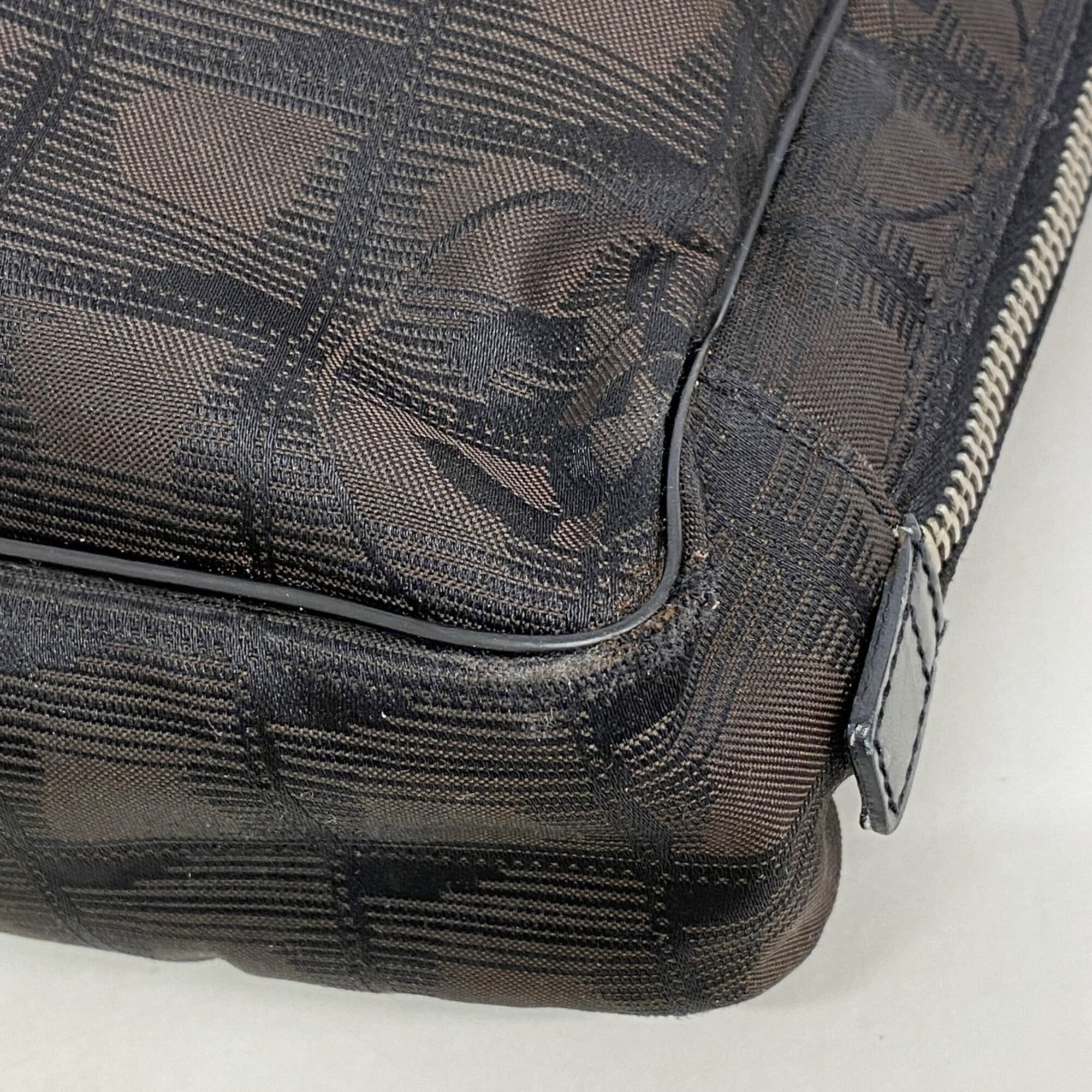 Chanel Black Brown Nylon Handbag (Pre-Owned)
