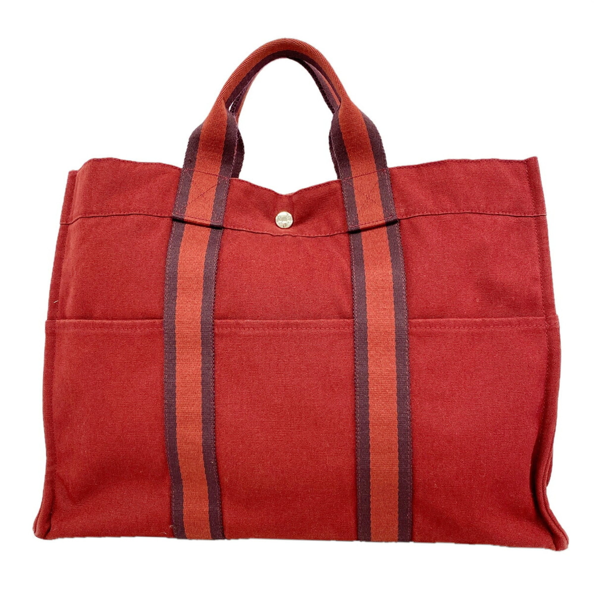 Hermes Red Color Canvas Tote Bag (Pre-Owned)
