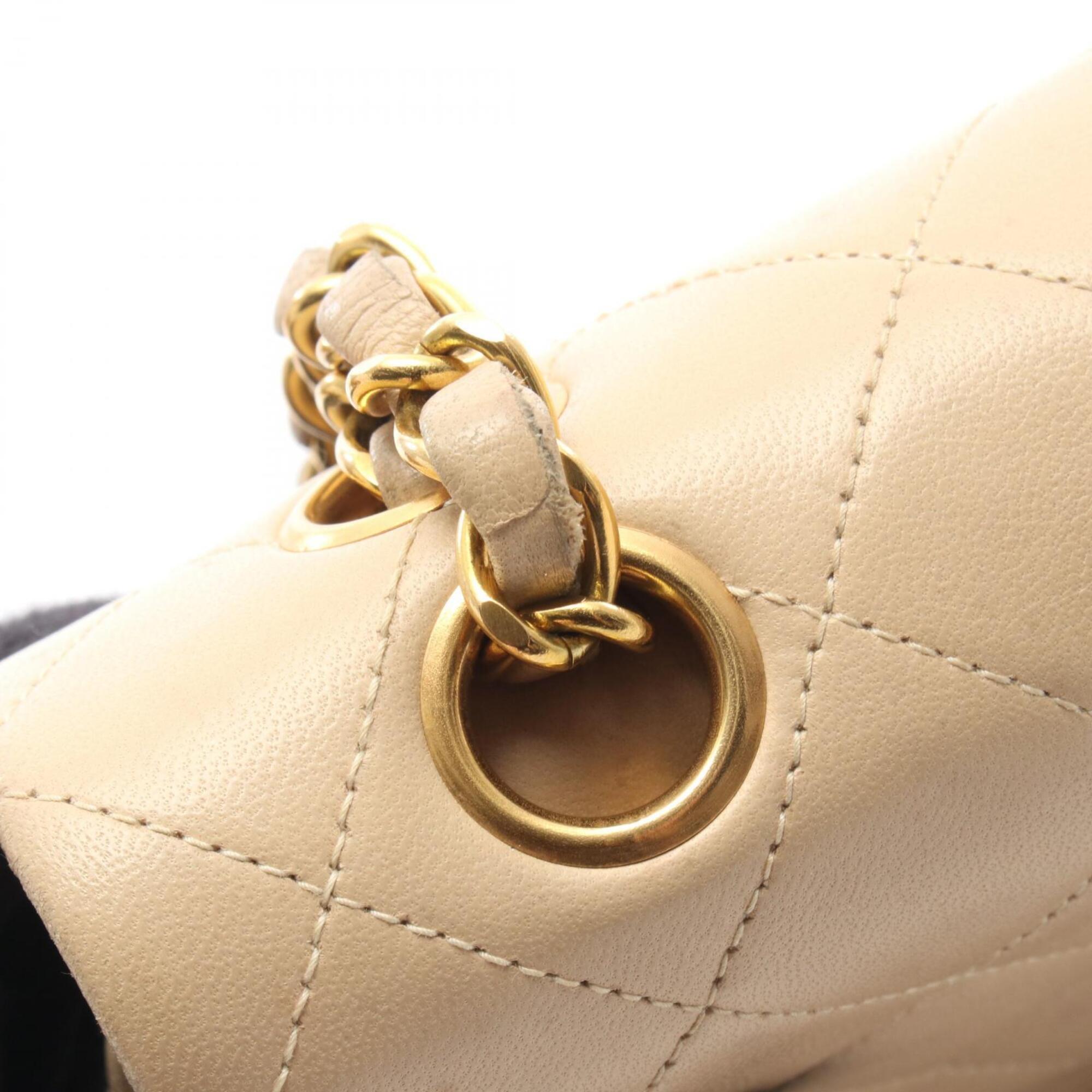 Chanel Beige Leather Handbag Shoulder Bag (Pre-Owned)