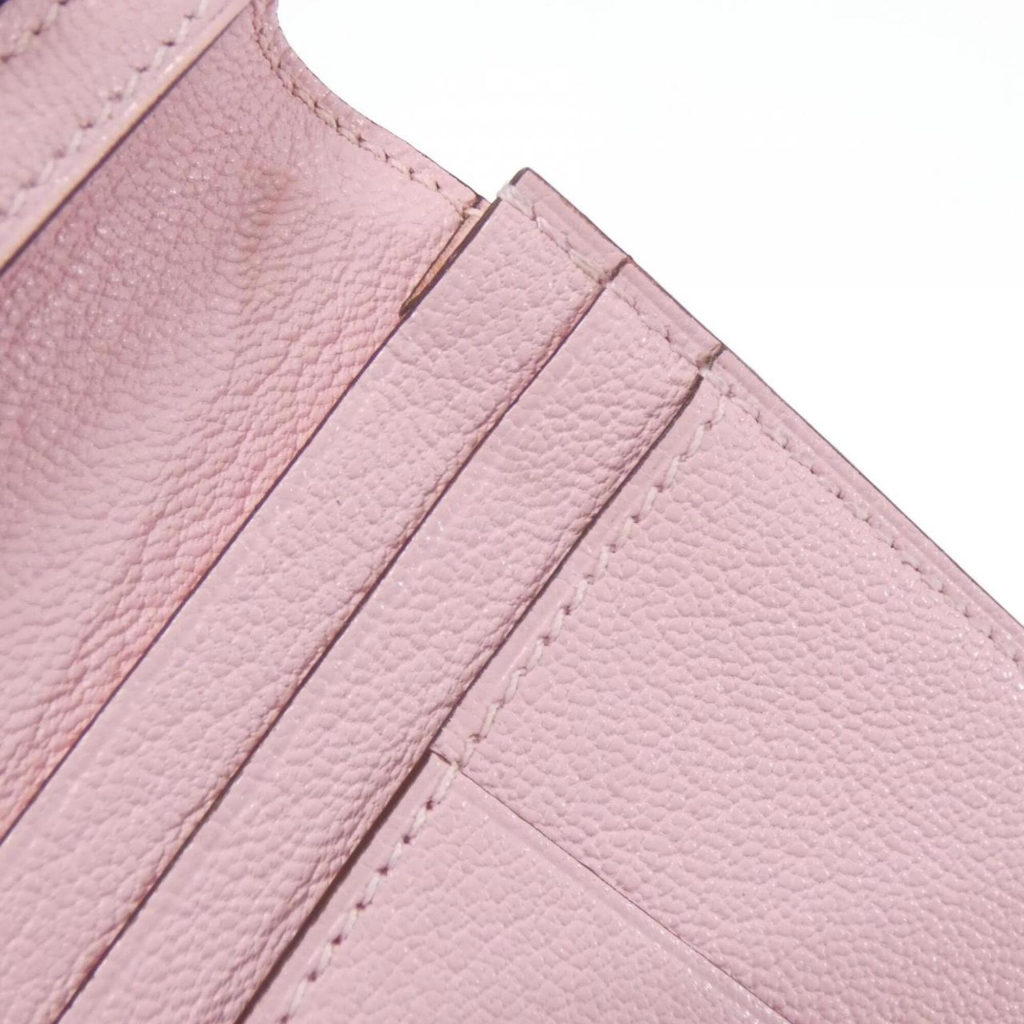 Hermes Rose Sakura Chevre Leather Long Wallet (Bi-Fold) (Pre-Owned)