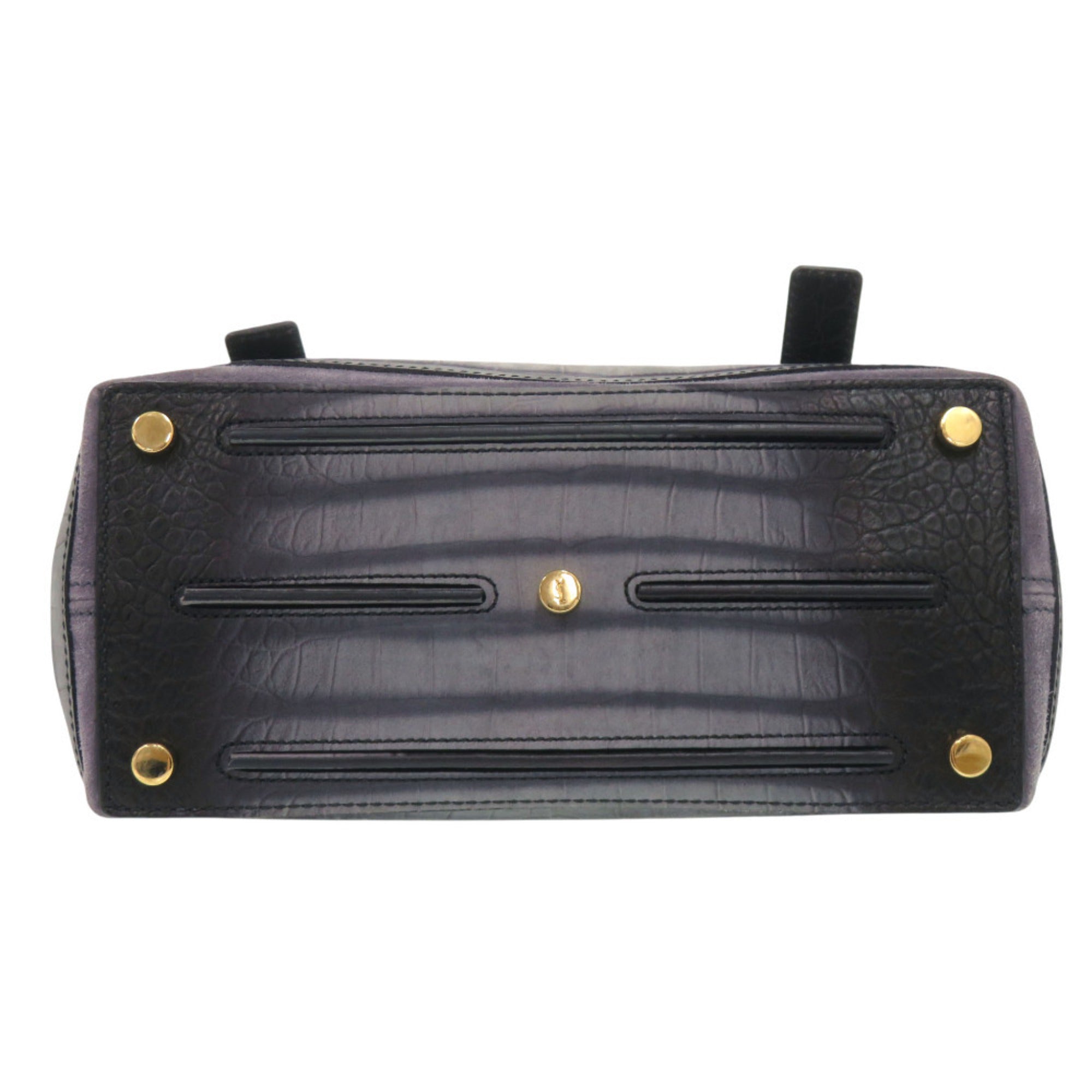 Yves Saint Laurent Black Gray Leather Handbag (Pre-Owned)