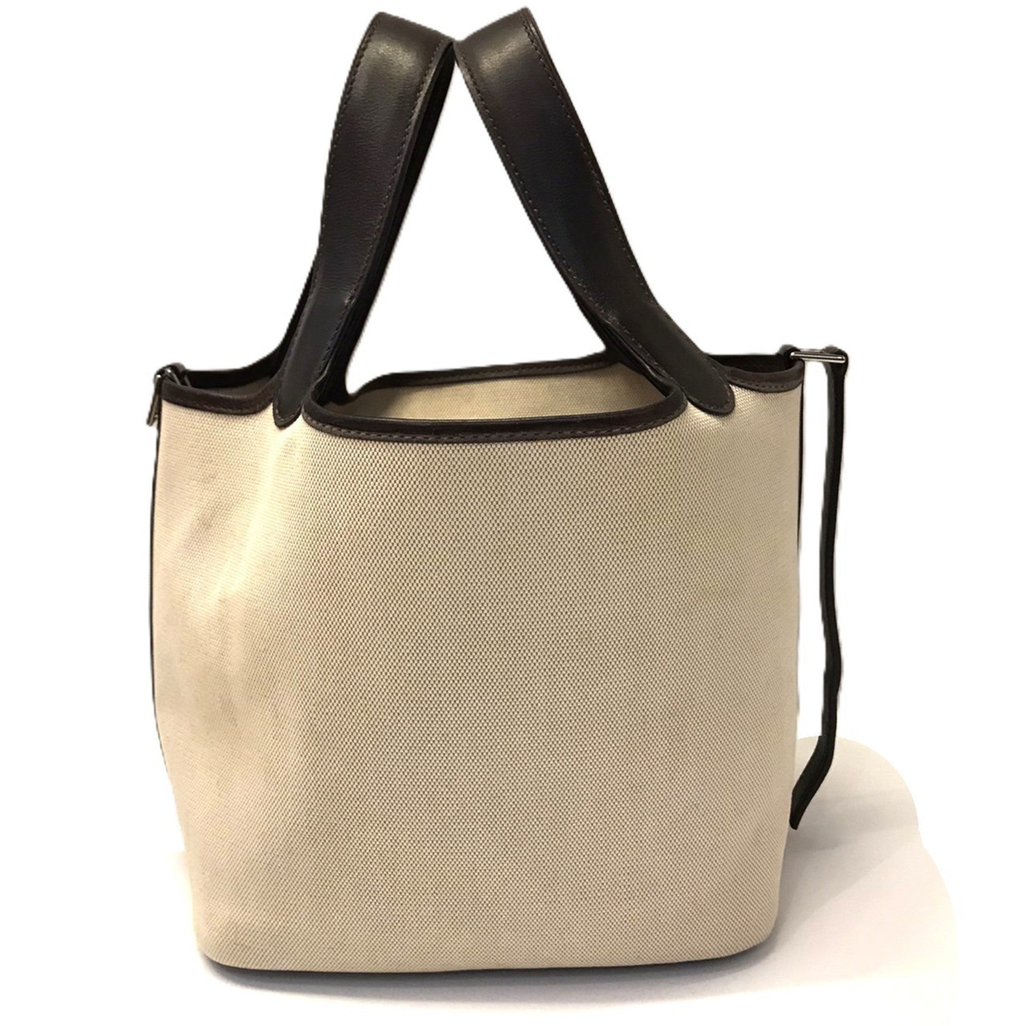 Hermes Picotin Toile H Leather Canvas Handbag (Pre-Owned)