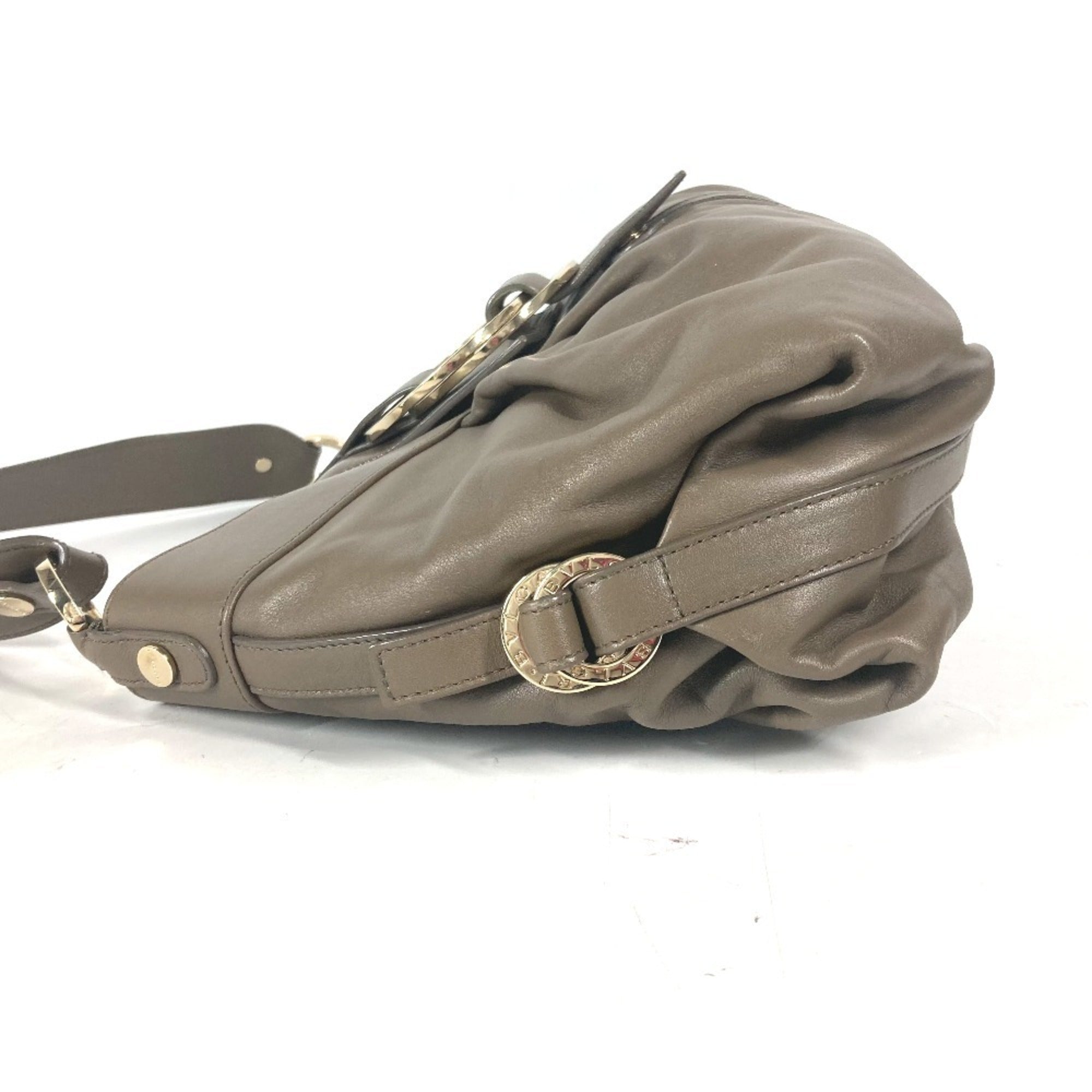 Bvlgari Gray Leather Shoulder Bag (Pre-Owned)
