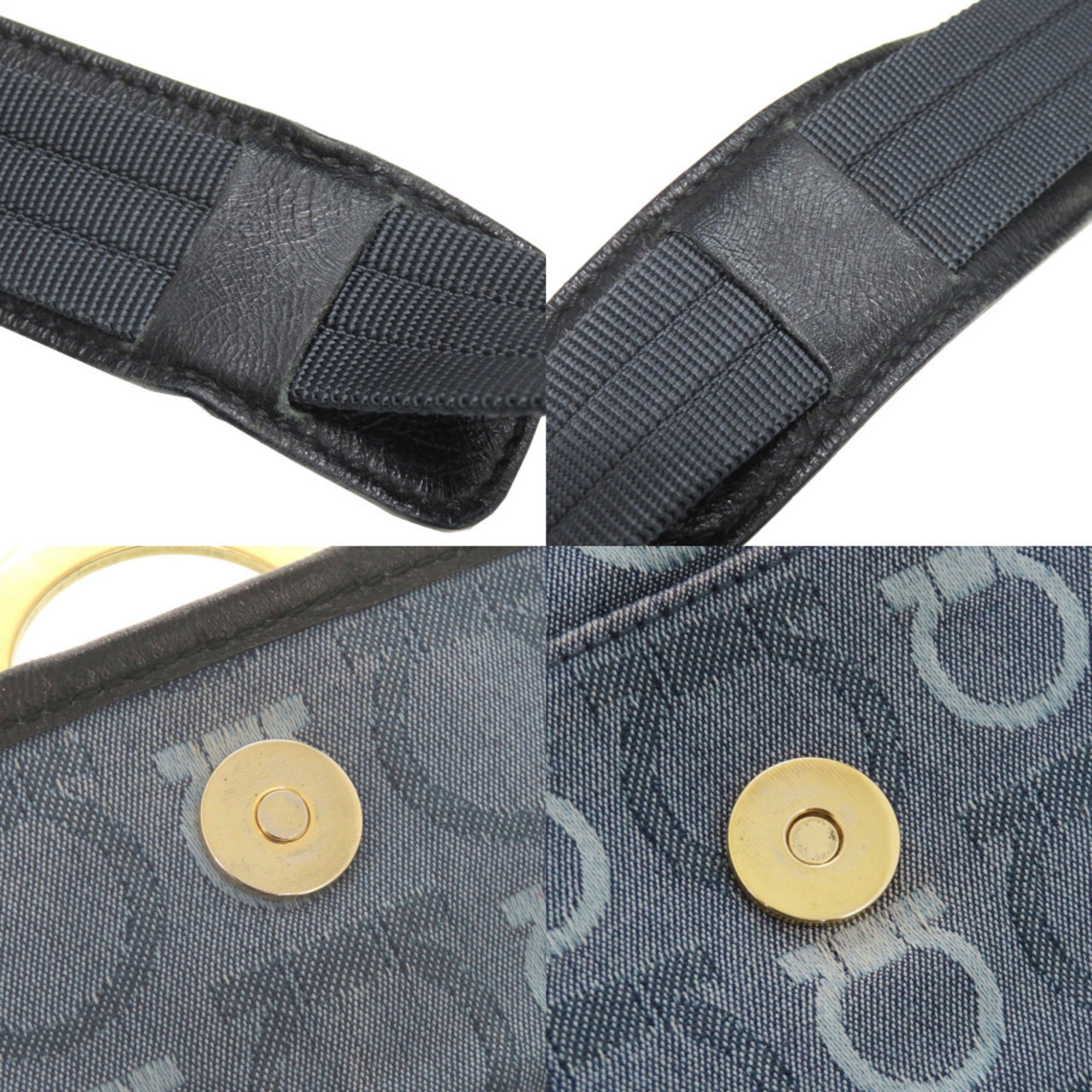 Salvatore Ferragamo Blue Canvas Leather Shoulder Bag (Pre-Owned)