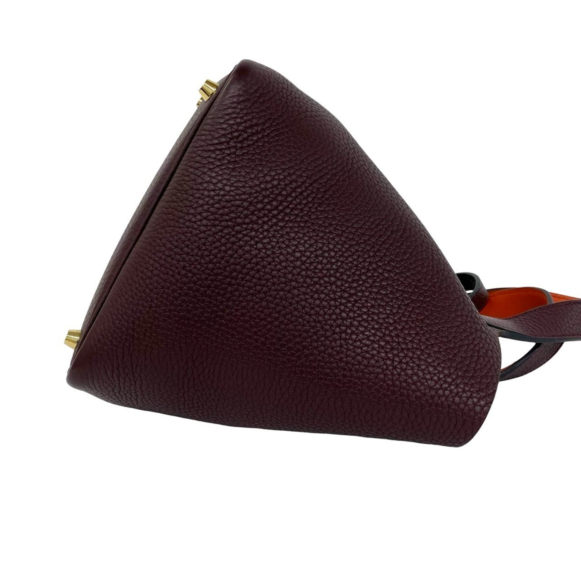 Hermes Orange Red Color Wine Taurillon Clemence Leather Swift Leather Handbag (Pre-Owned)
