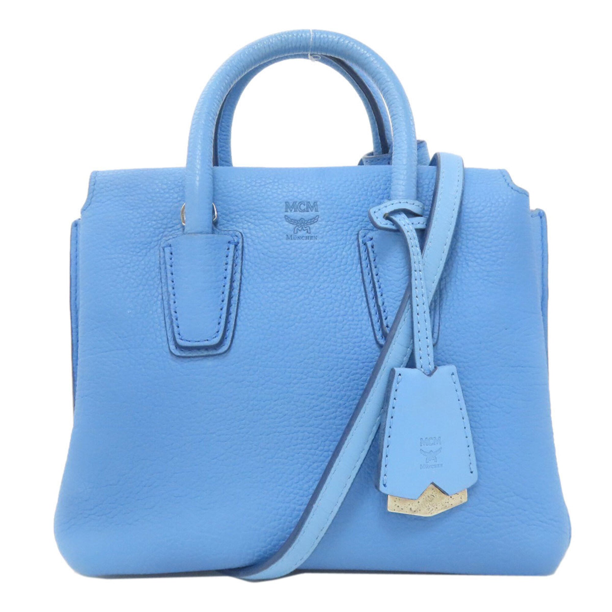 Mcm Light Blue Leather Handbag (Pre-Owned)