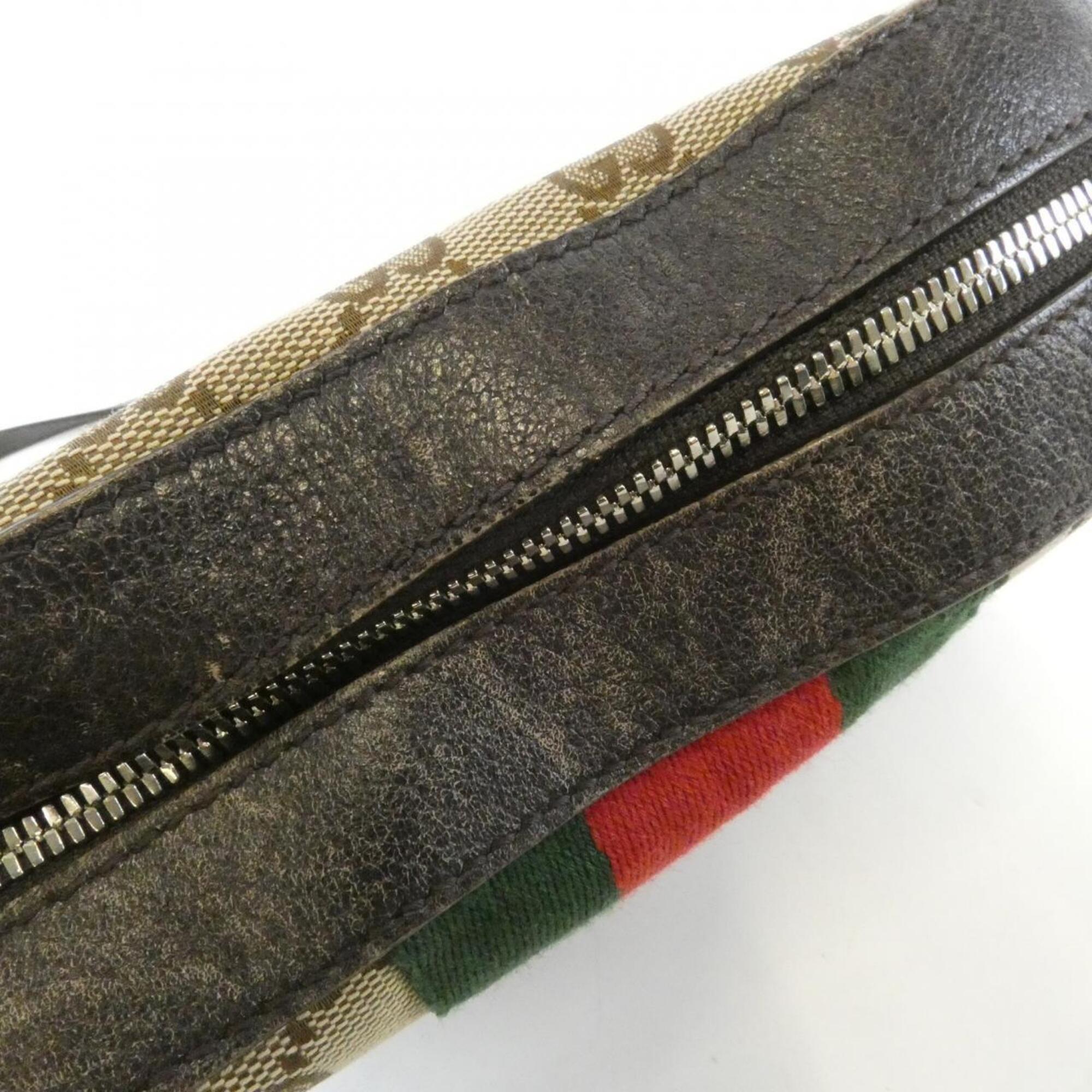 Gucci Beige Brown Gg Canvas Shoulder Bag (Pre-Owned)