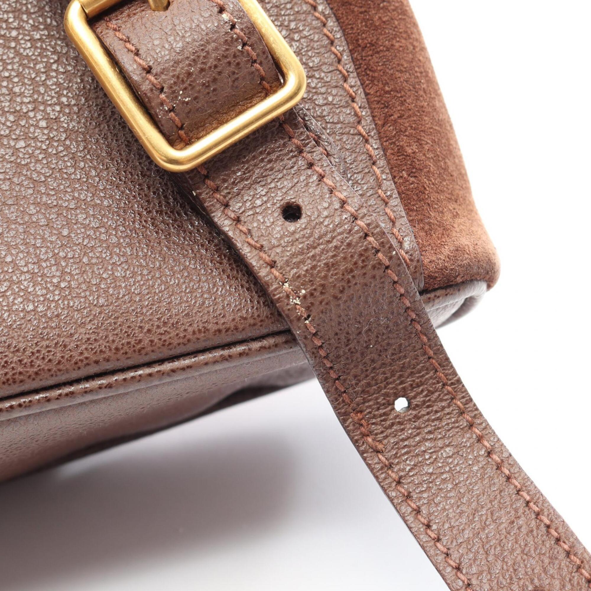 Gucci Brown Suede Leather Backpack Handbag (Pre-Owned)