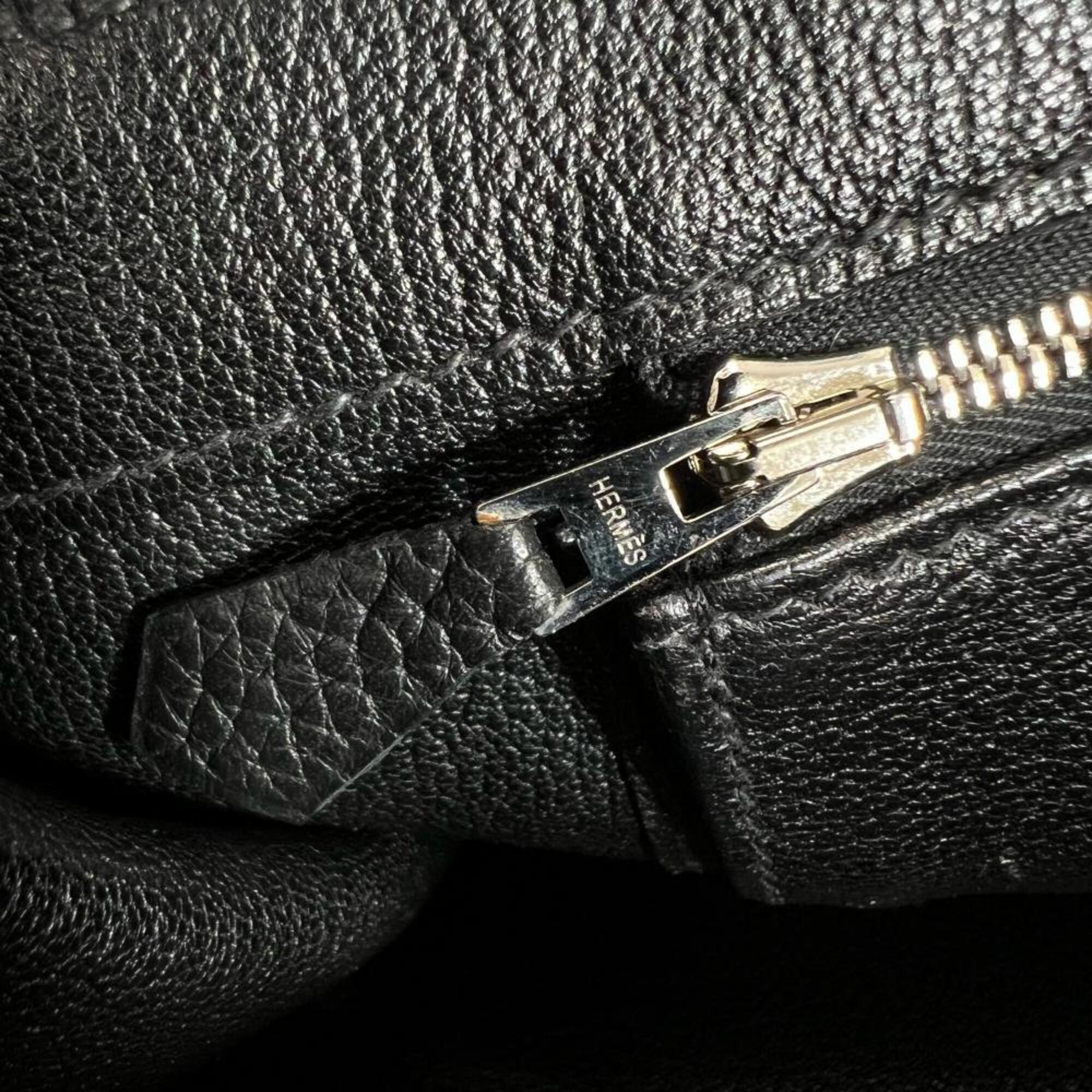 Hermes Black Taurillon Clemence Leather Handbag (Pre-Owned)