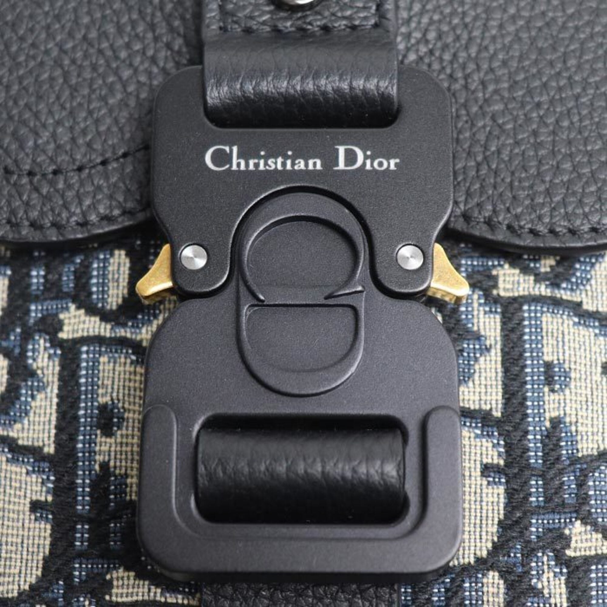 Christian Dior Black Leather Jacquard Shoulder Bag (Pre-Owned)