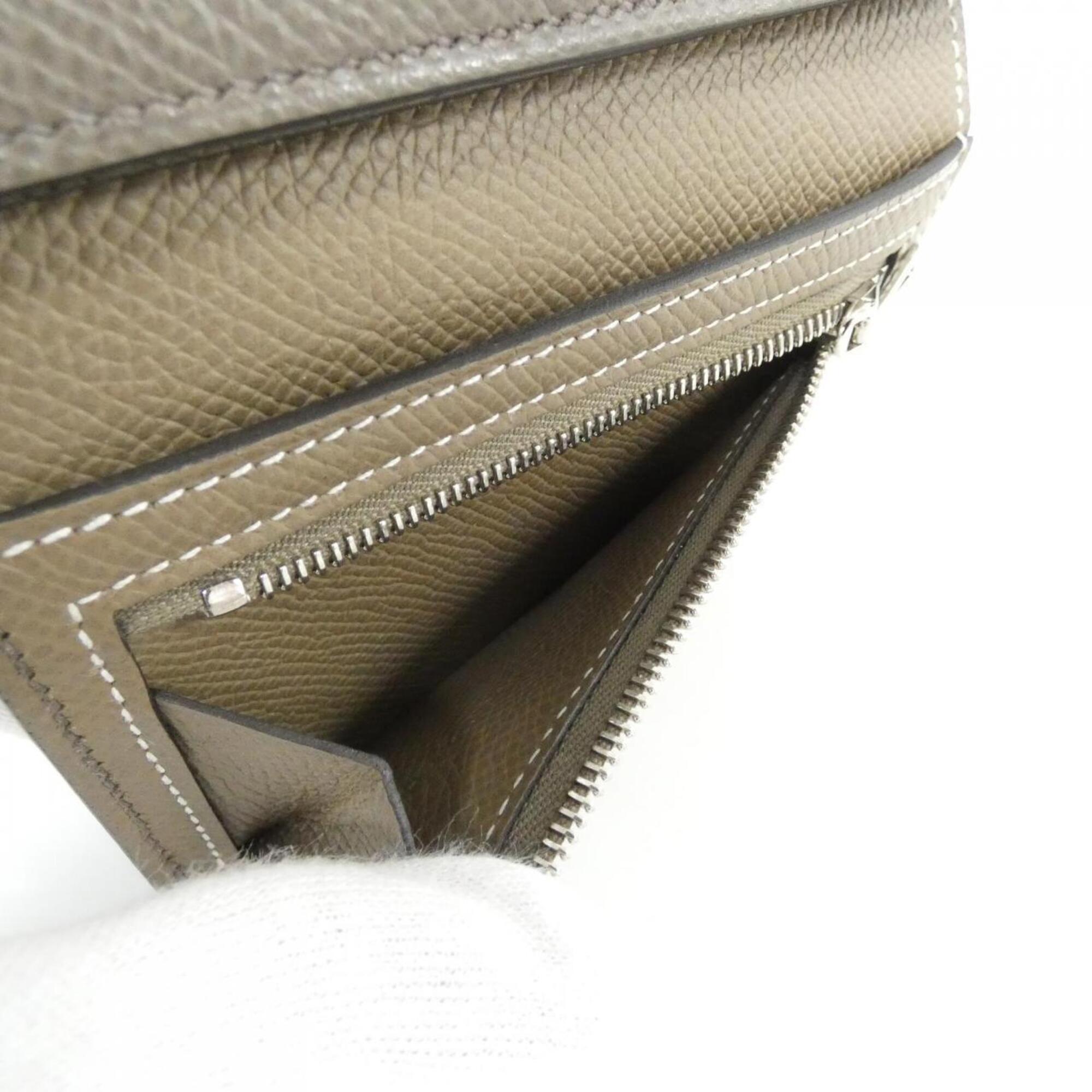 Hermes Etain Etoupe Gray Epsom Leather Wallet (Tri-Fold) (Pre-Owned)
