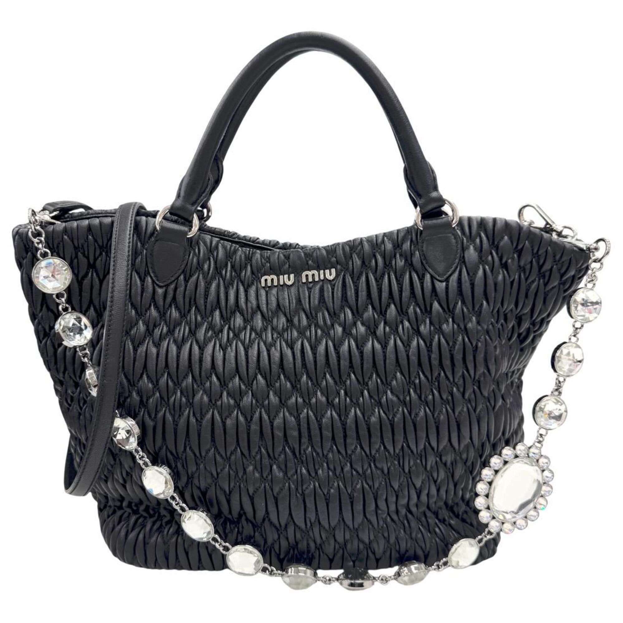 Miu Miu Black Leather Handbag Shoulder Bag (Pre-Owned)