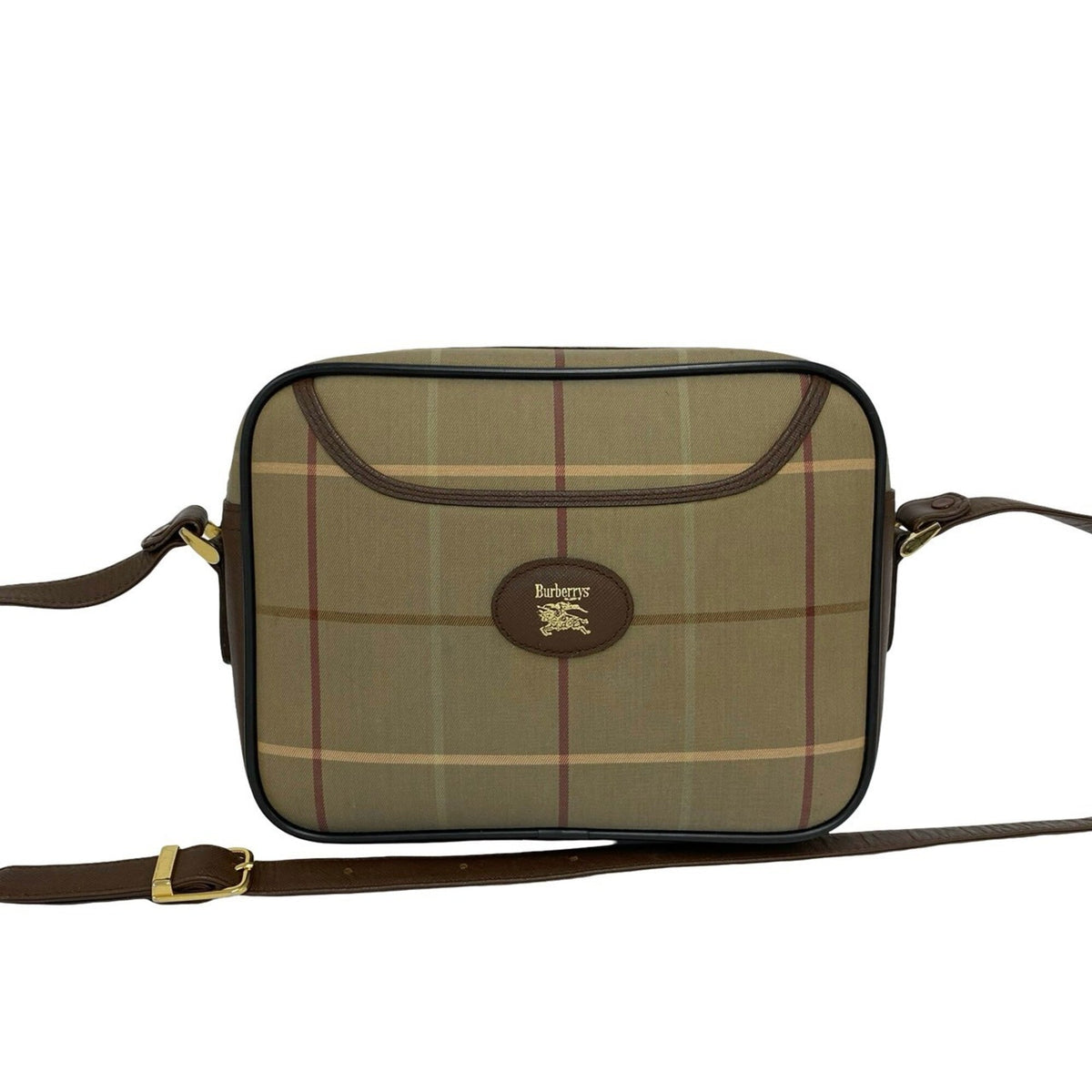 Burberry Brown Khaki Canvas Leather Pochette Shoulder Bag (Pre-Owned)