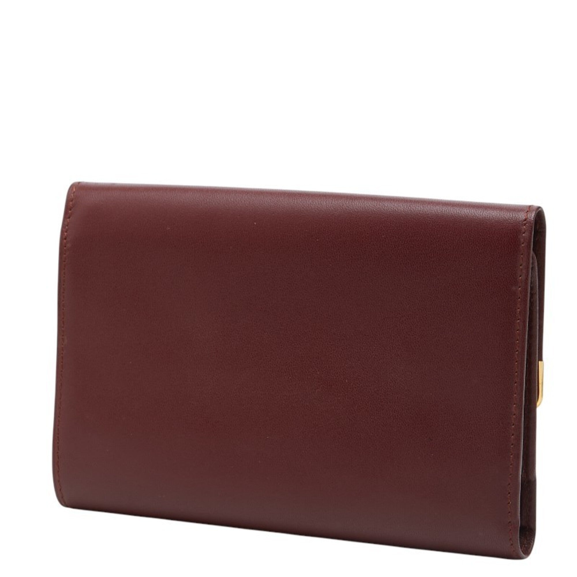 Cartier Must Bordeaux Wine Red Leather Wallet (Tri-Fold) (Pre-Owned)