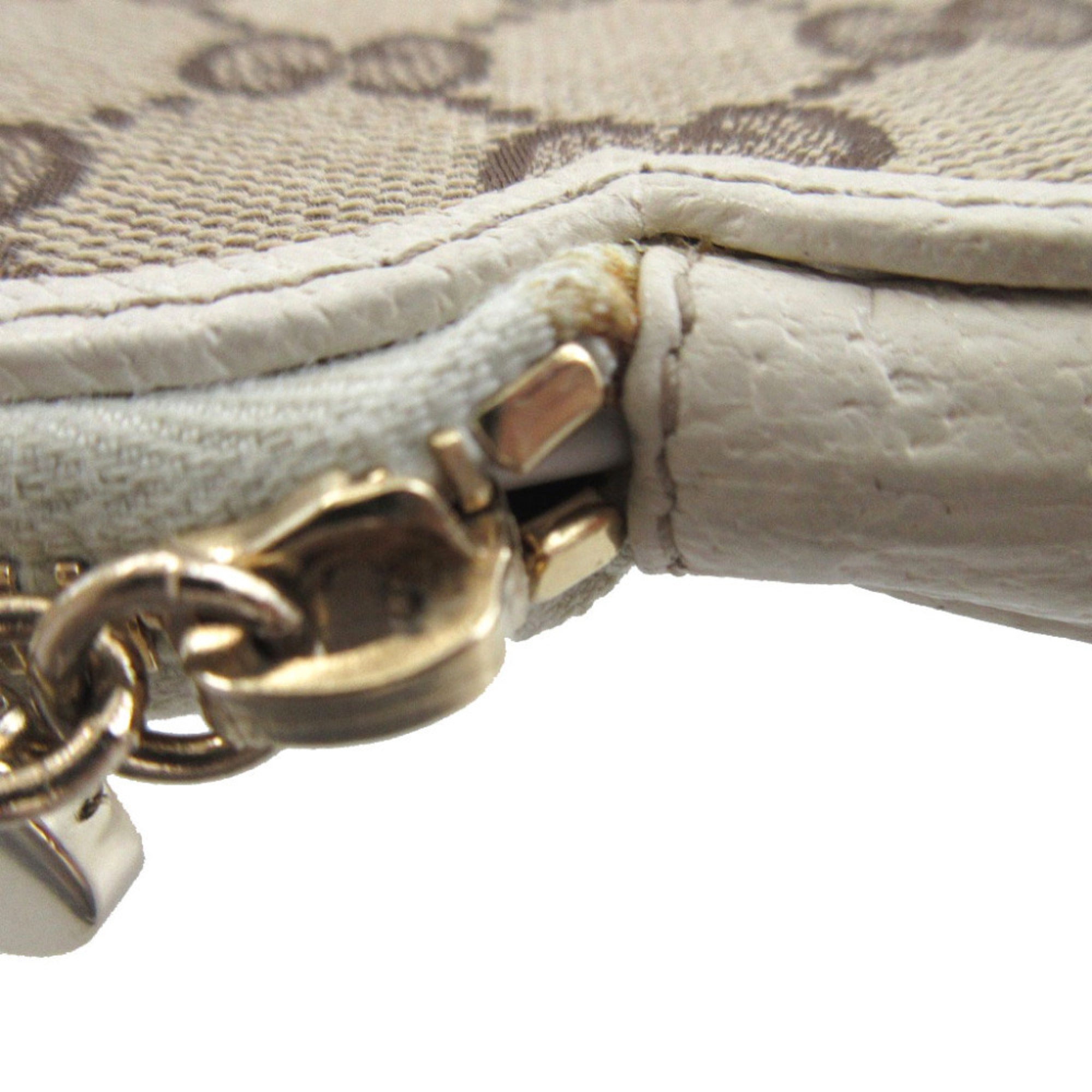 Gucci Beige Ivory Gg Canvas Leather Coin Purse/Coin Case (Pre-Owned)